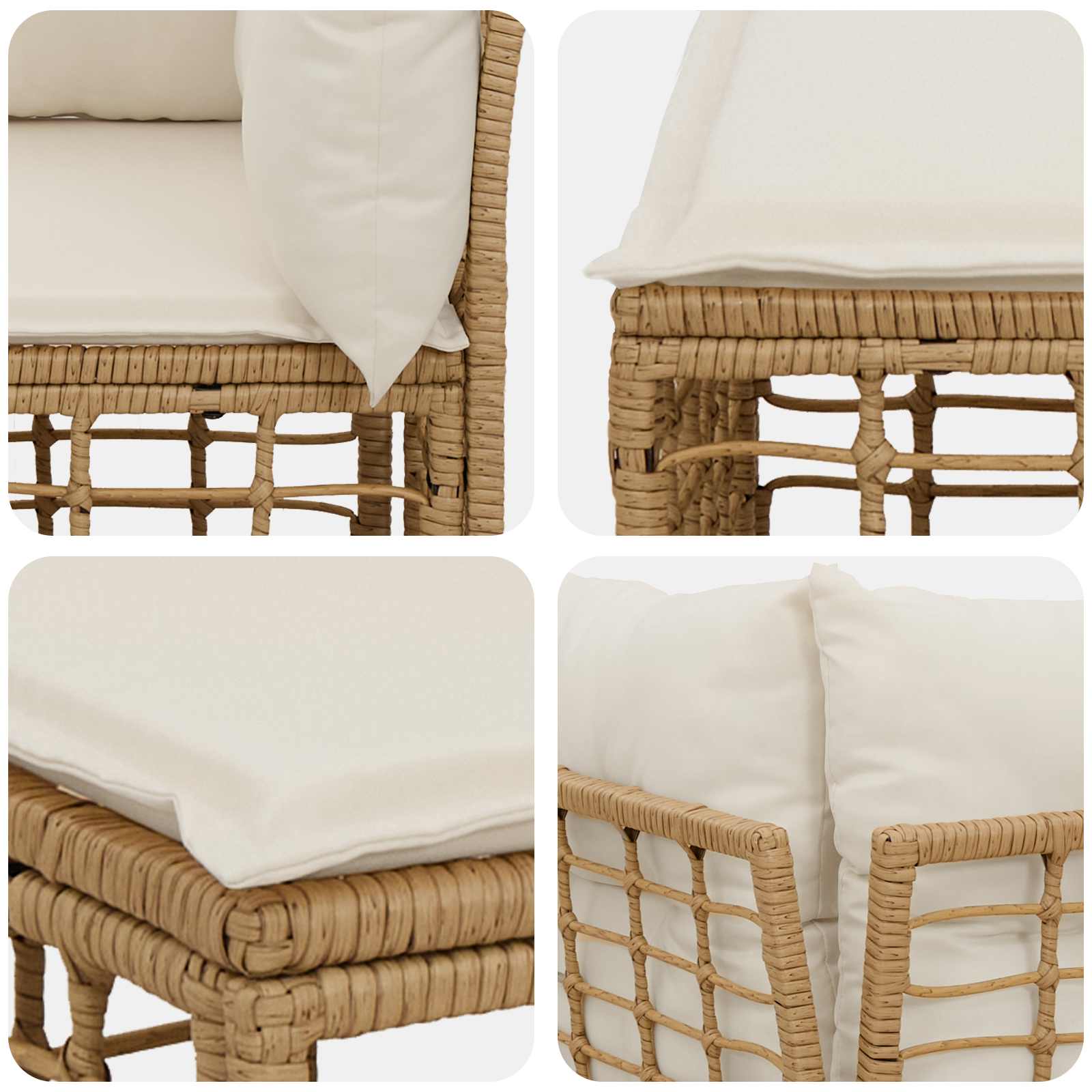 Modulares Outdoor-Ecksofa Natur Poly-Rattan