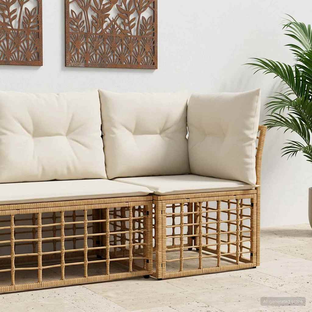 Modulares Outdoor-Ecksofa Natur Poly-Rattan