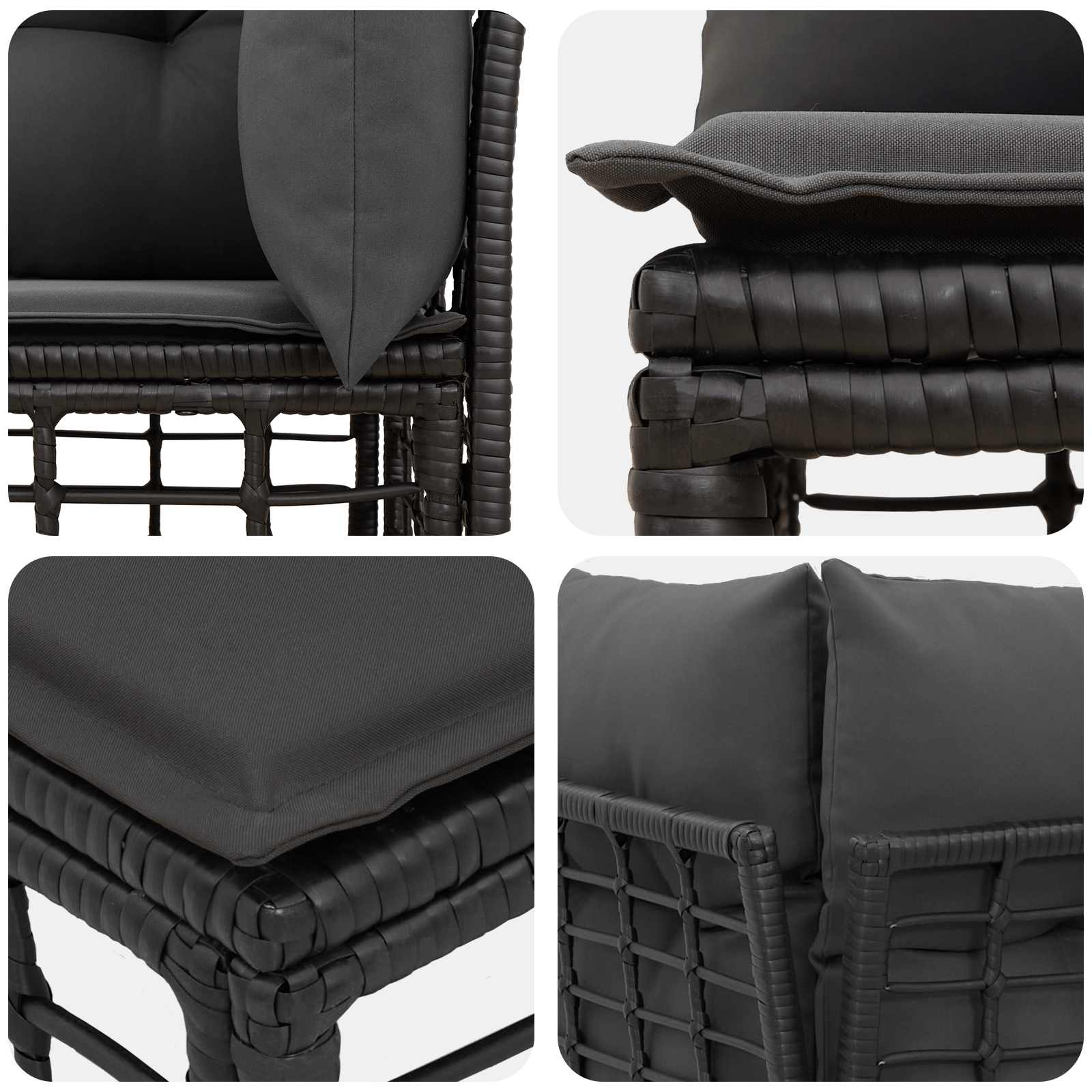 Outdoor-Lounge 2 Stk. 2-Sitzanzahl Schwarz und Dunkelgrau