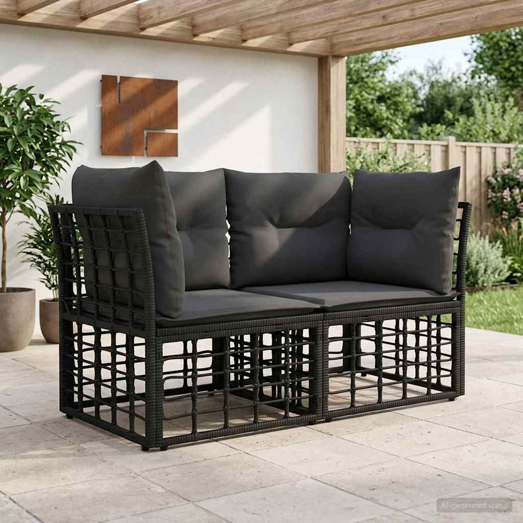 Outdoor-Lounge 2 Stk. 2-Sitzanzahl Schwarz und Dunkelgrau