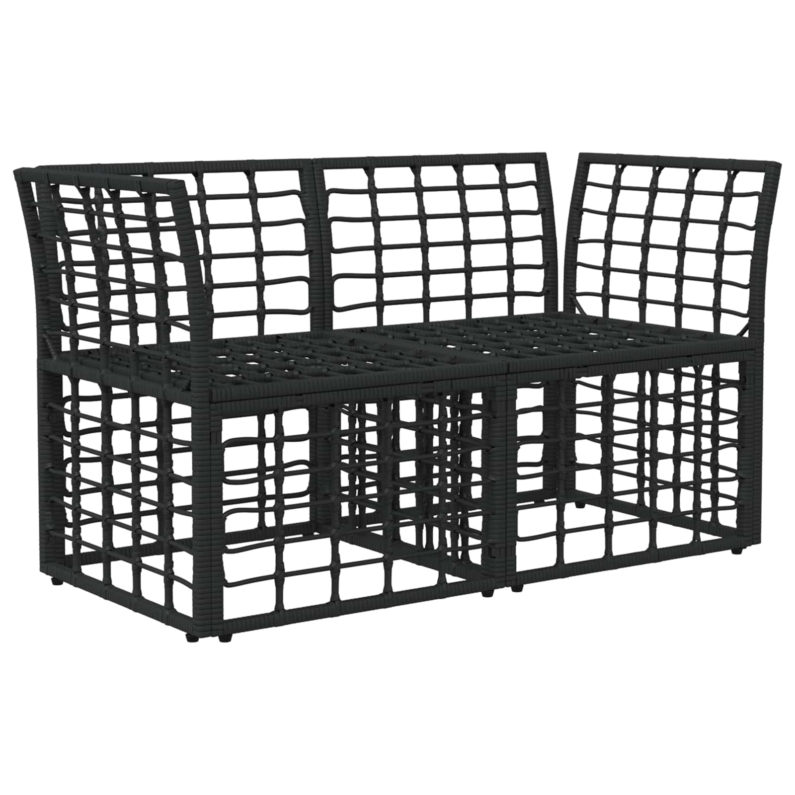 Outdoor-Lounge 2 Stk. 2-Sitzanzahl Schwarz und Dunkelgrau