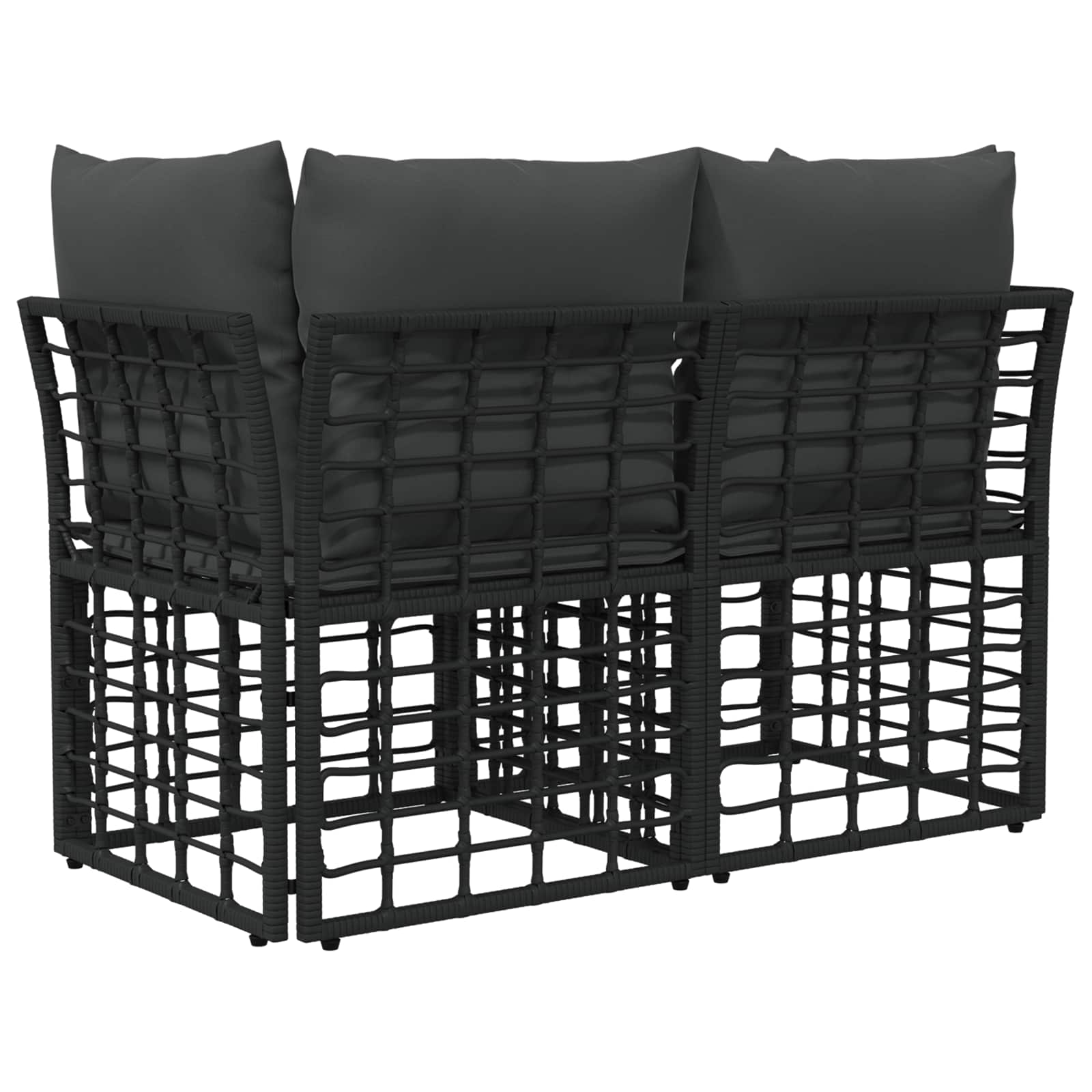 Outdoor-Lounge 2 Stk. 2-Sitzanzahl Schwarz und Dunkelgrau