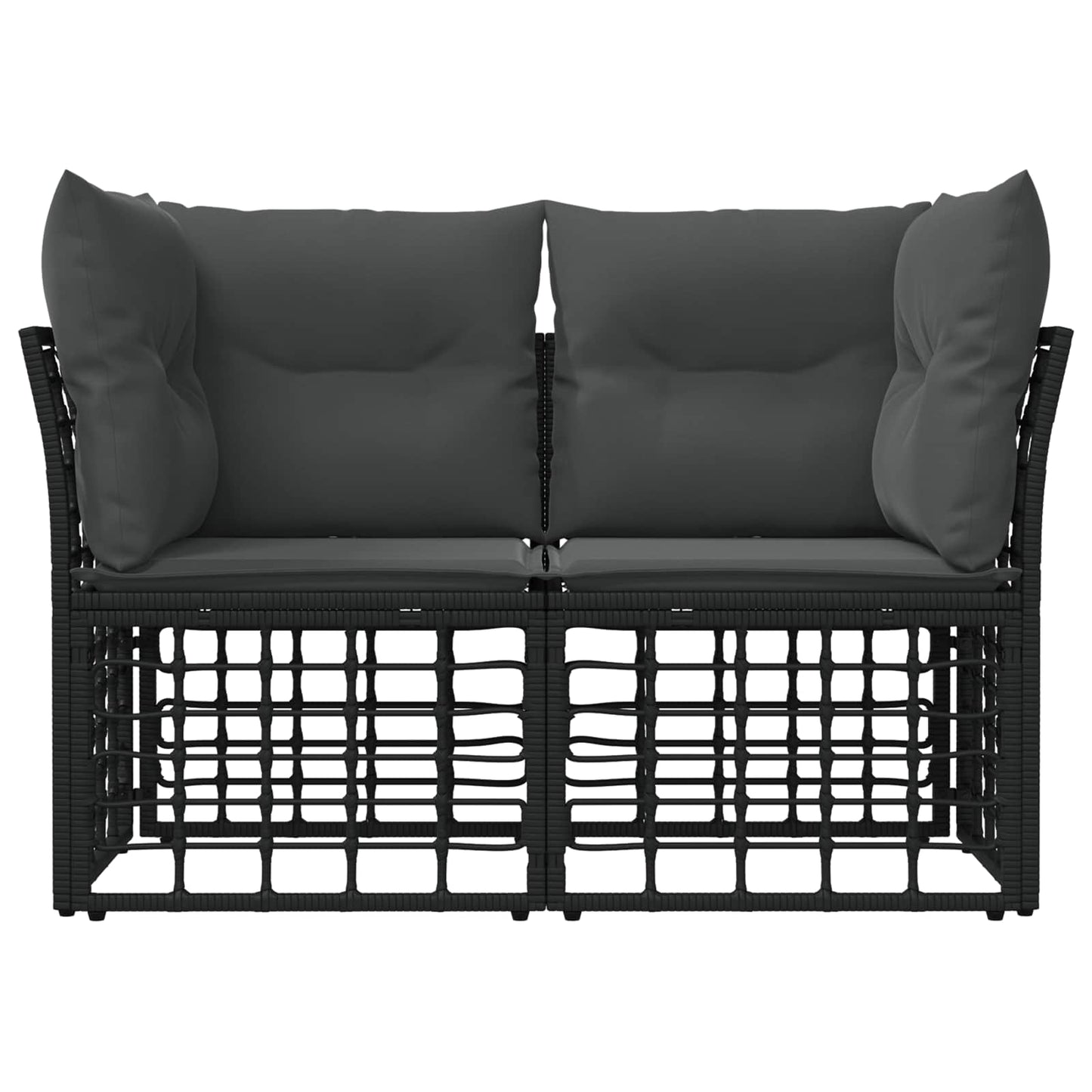 Outdoor-Lounge 2 Stk. 2-Sitzanzahl Schwarz und Dunkelgrau