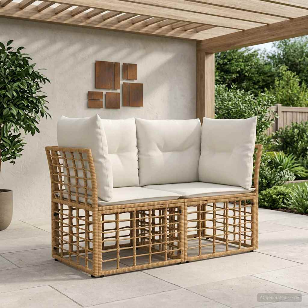 Outdoor-Lounge 2 Stk. 2-Sitzanzahl Natürlich und Cremweiß
