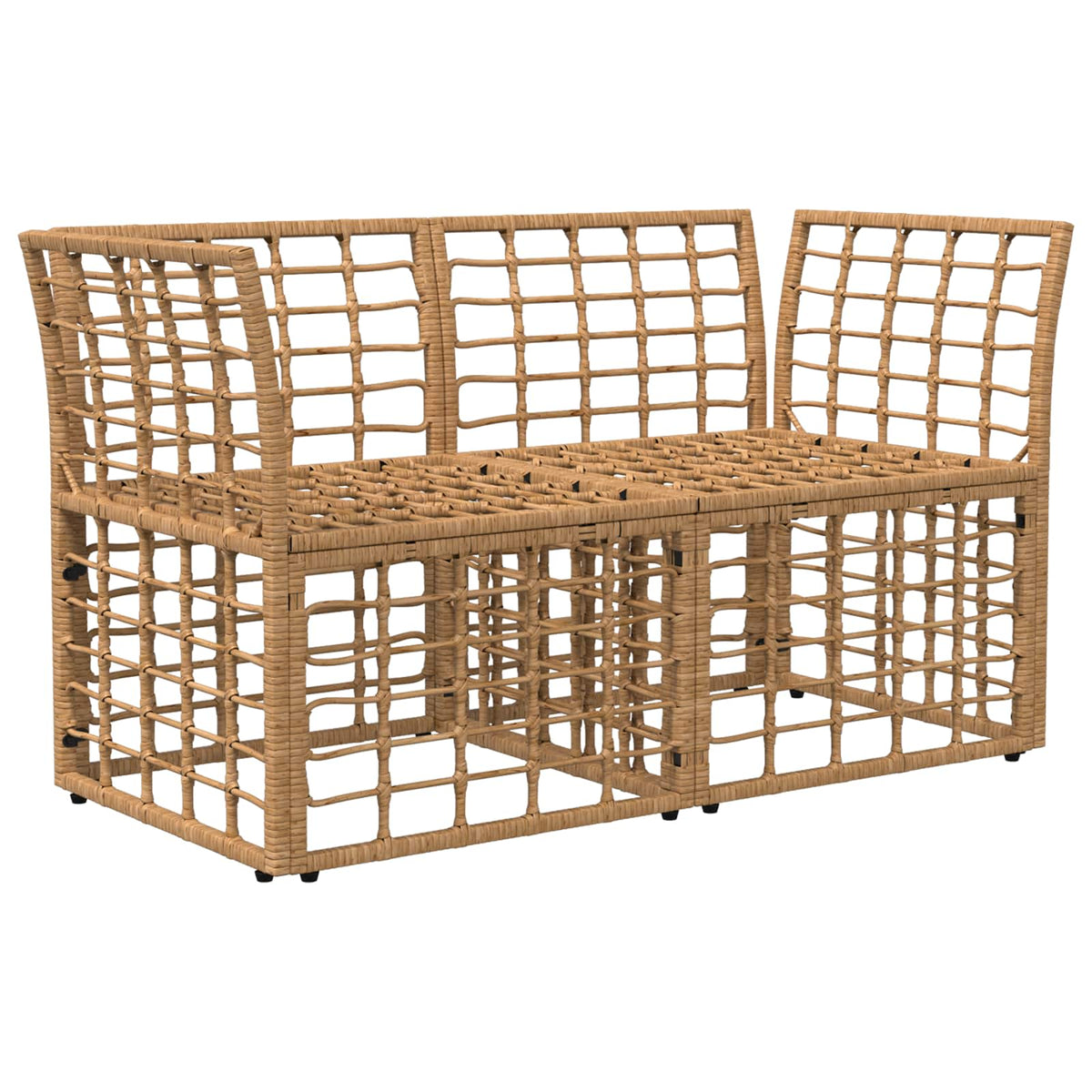 Outdoor-Lounge 2 stk. 2-Sitzer Natur und Cremeweiß Poly-Rattan