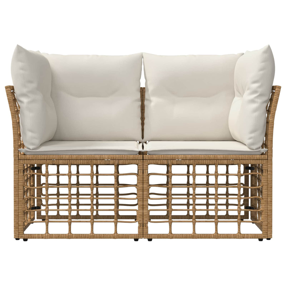 Outdoor-Lounge 2 stk. 2-Sitzer Natur und Cremeweiß Poly-Rattan