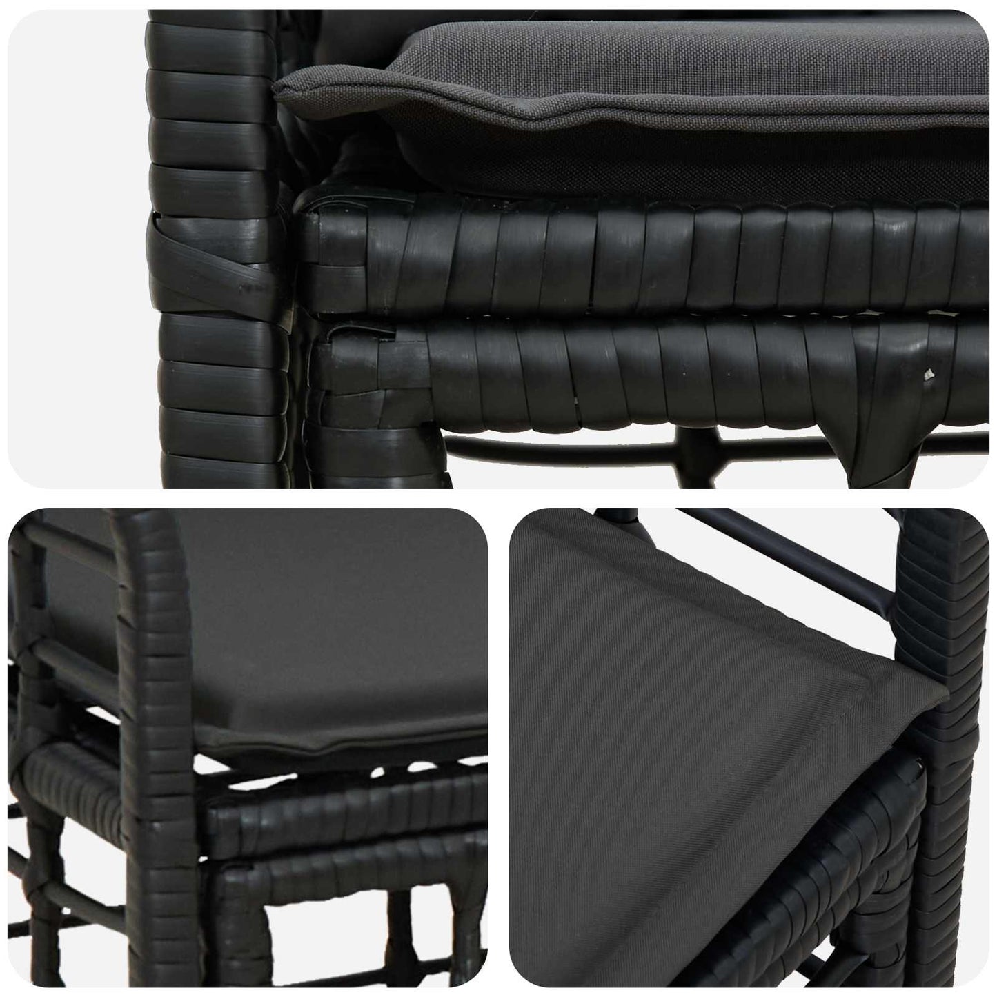 Outdoor-Lounge 2 Stk. 2-Sitzanzahl Schwarz und Dunkelgrau