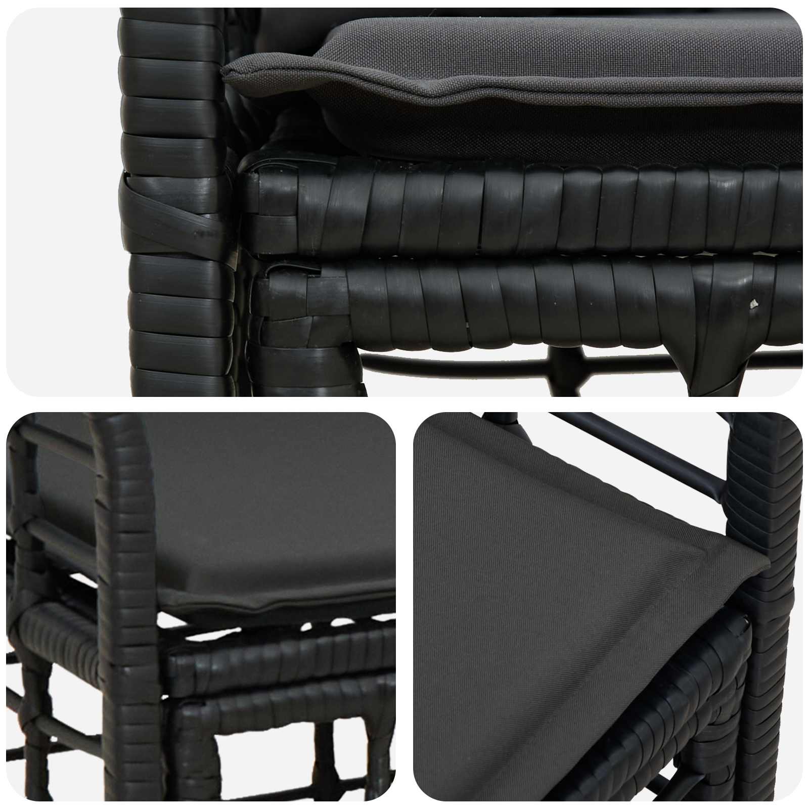 Outdoor-Lounge 2 Stk. 2-Sitzanzahl Schwarz und Dunkelgrau