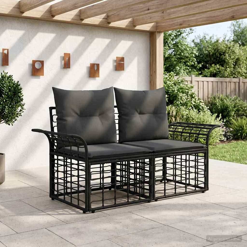 Outdoor-Lounge 2 Stk. 2-Sitzanzahl Schwarz und Dunkelgrau