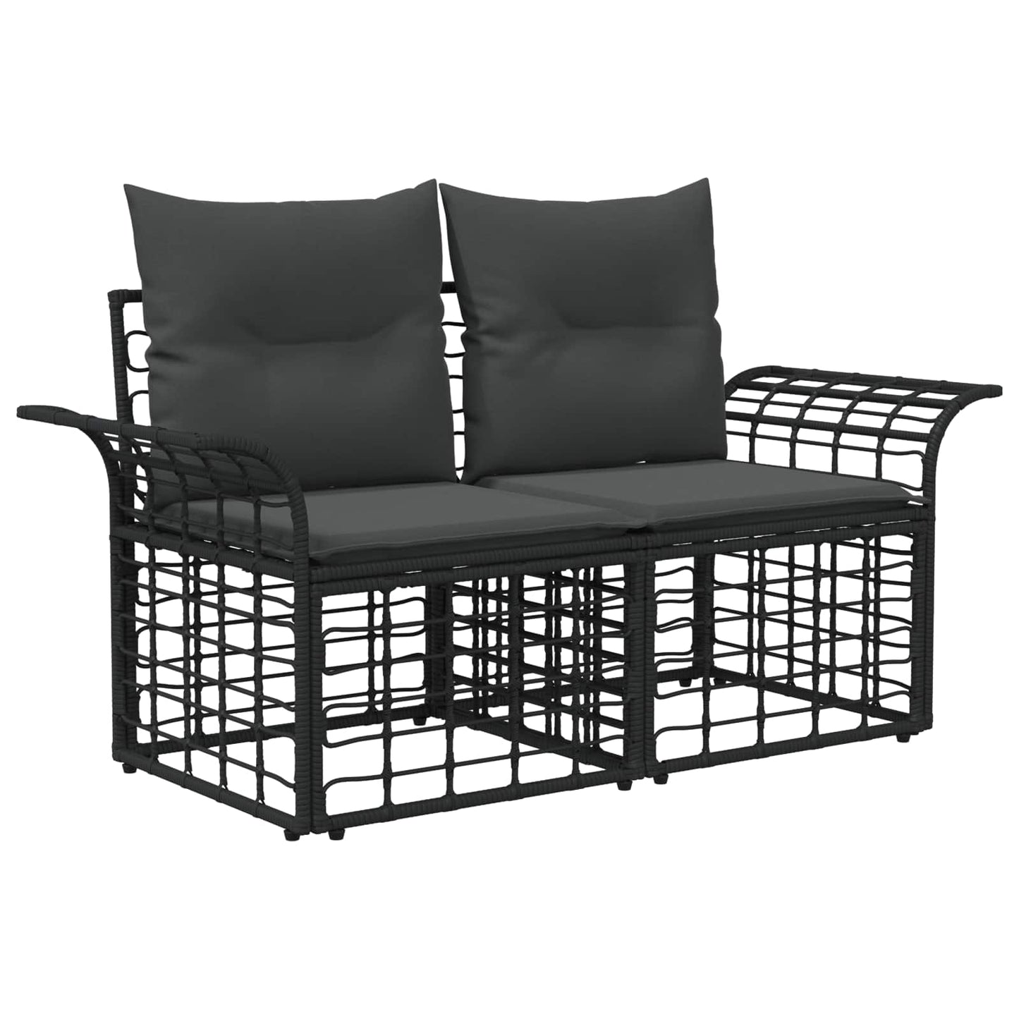 Outdoor-Lounge 2 Stk. 2-Sitzanzahl Schwarz und Dunkelgrau