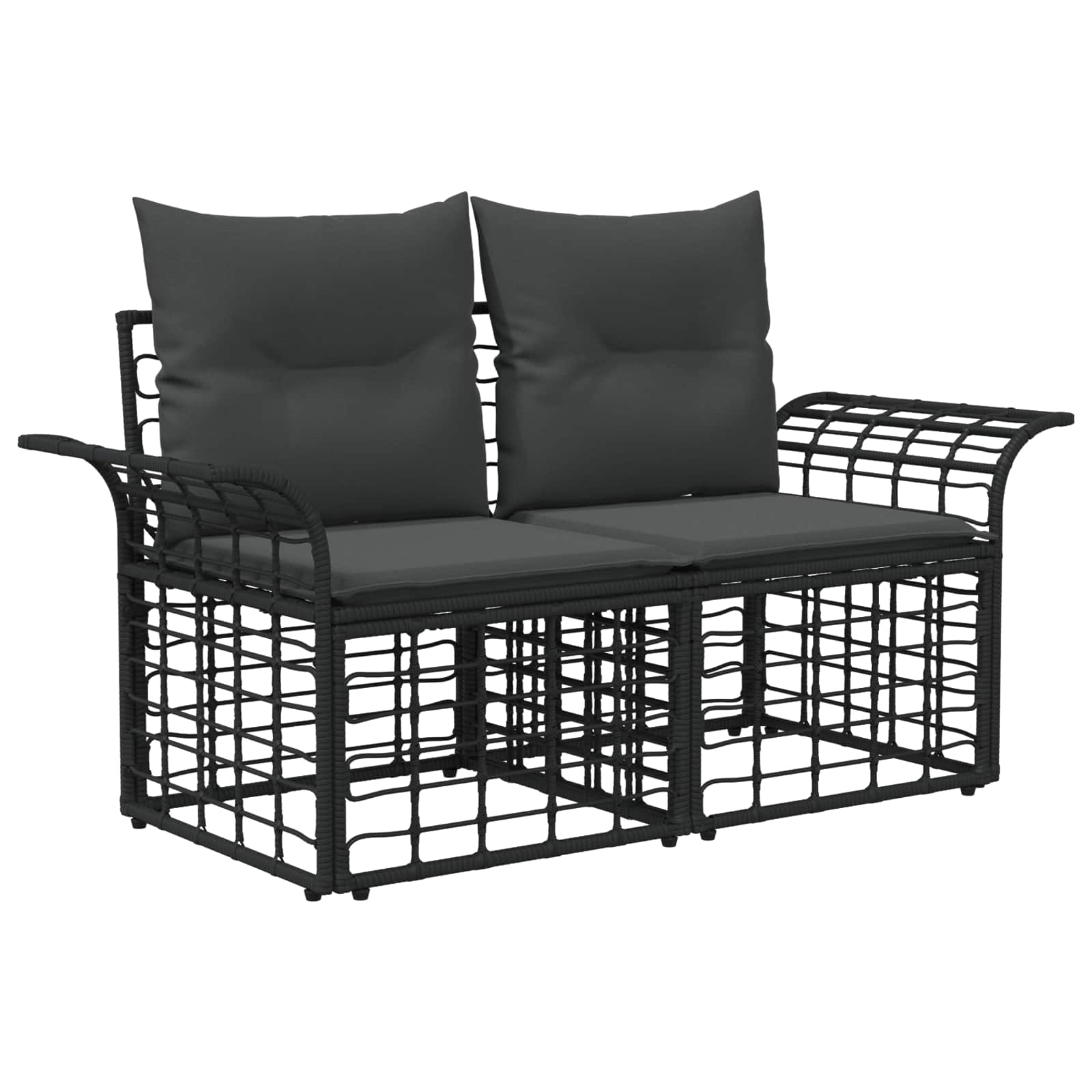 Outdoor-Lounge 2 Stk. 2-Sitzanzahl Schwarz und Dunkelgrau