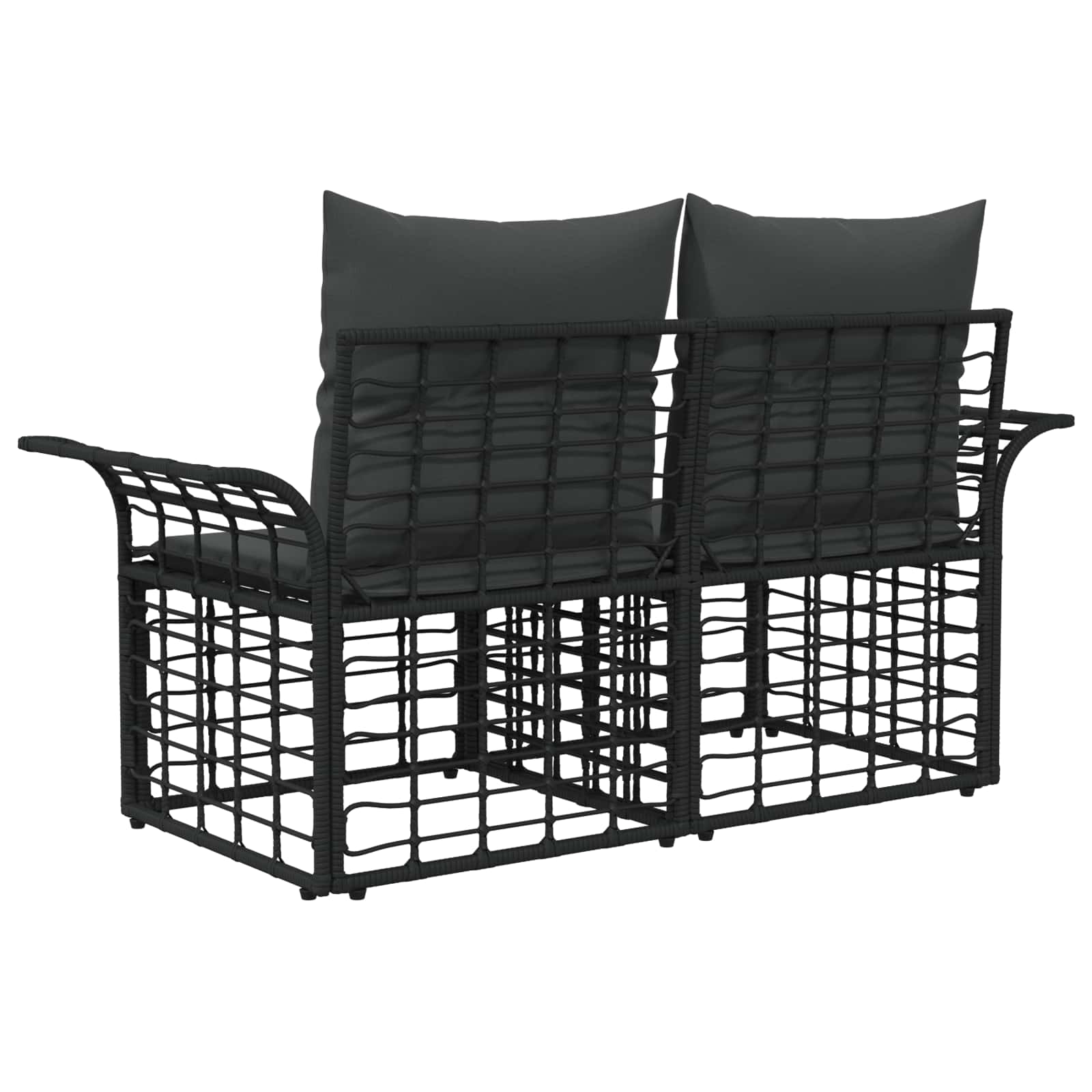Outdoor-Lounge 2 Stk. 2-Sitzanzahl Schwarz und Dunkelgrau