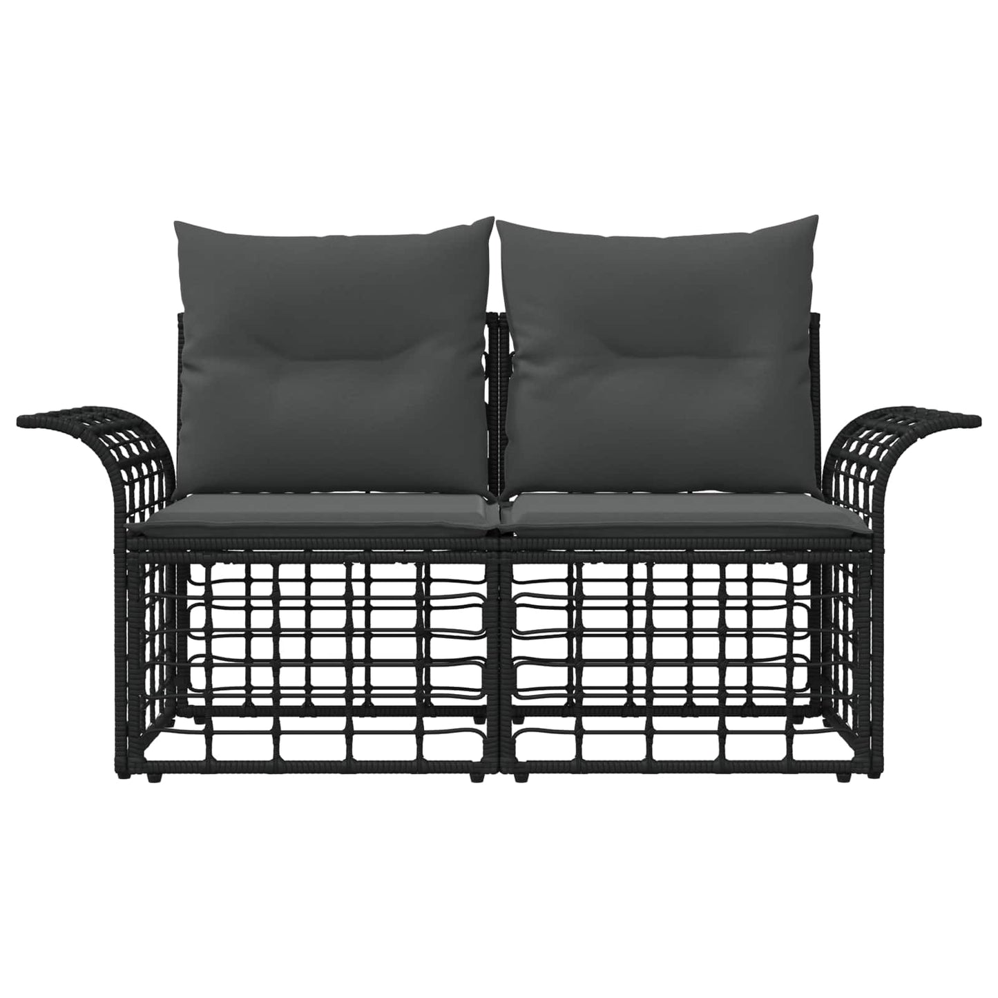Outdoor-Lounge 2 Stk. 2-Sitzanzahl Schwarz und Dunkelgrau