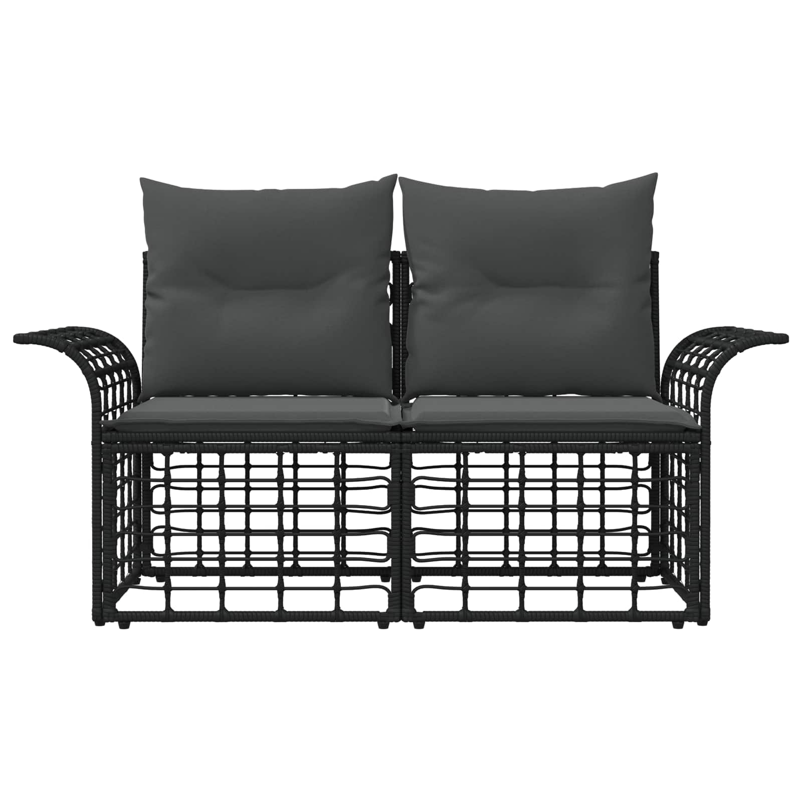 Outdoor-Lounge 2 Stk. 2-Sitzanzahl Schwarz und Dunkelgrau