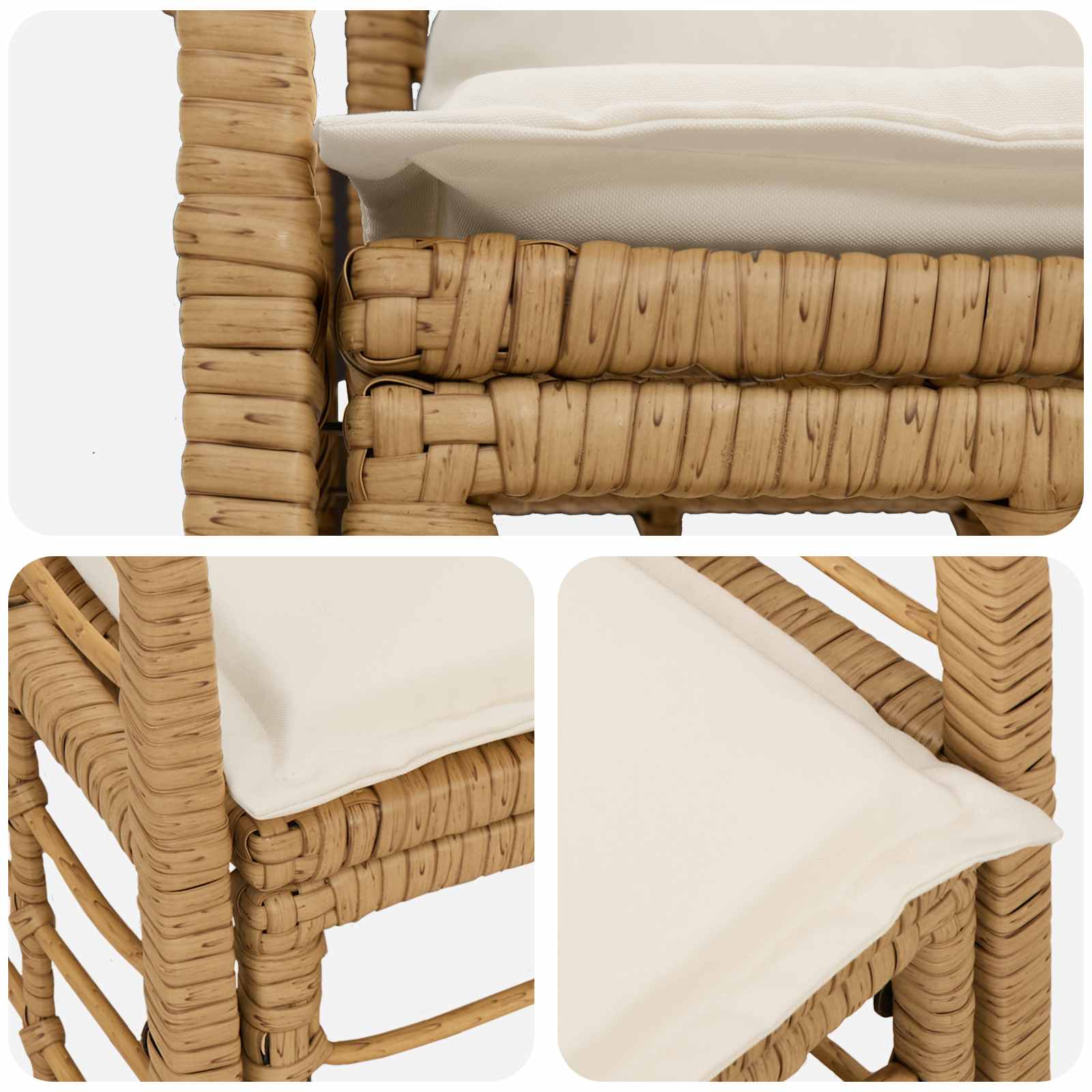 Outdoor-Lounge 2 Stk. 2-Sitzanzahl Natürlich und Cremweiß