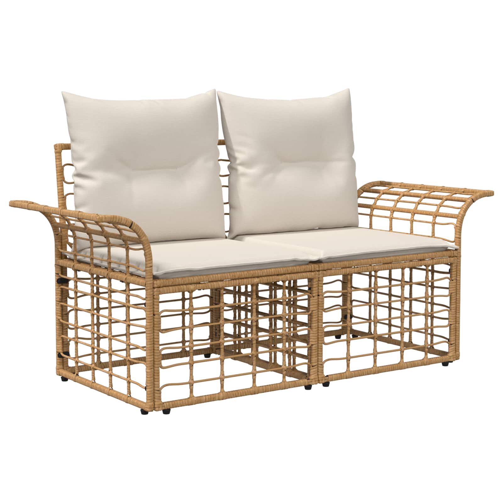 Outdoor-Lounge 2 Stk. 2-Sitzanzahl Natürlich und Cremweiß