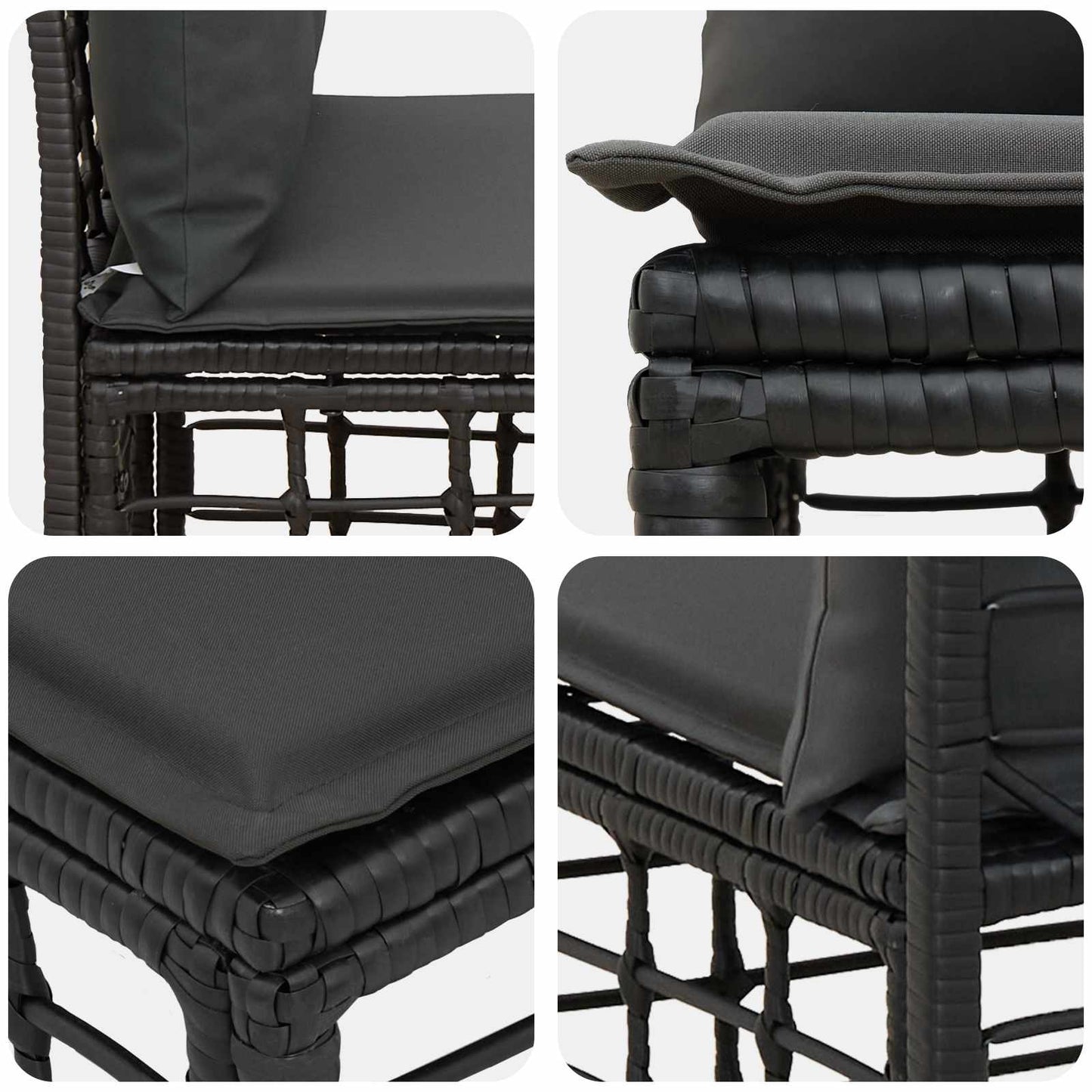 Modulares Outdoor-Sofa ohne Armlehnen Schwarz Poly-Rattan