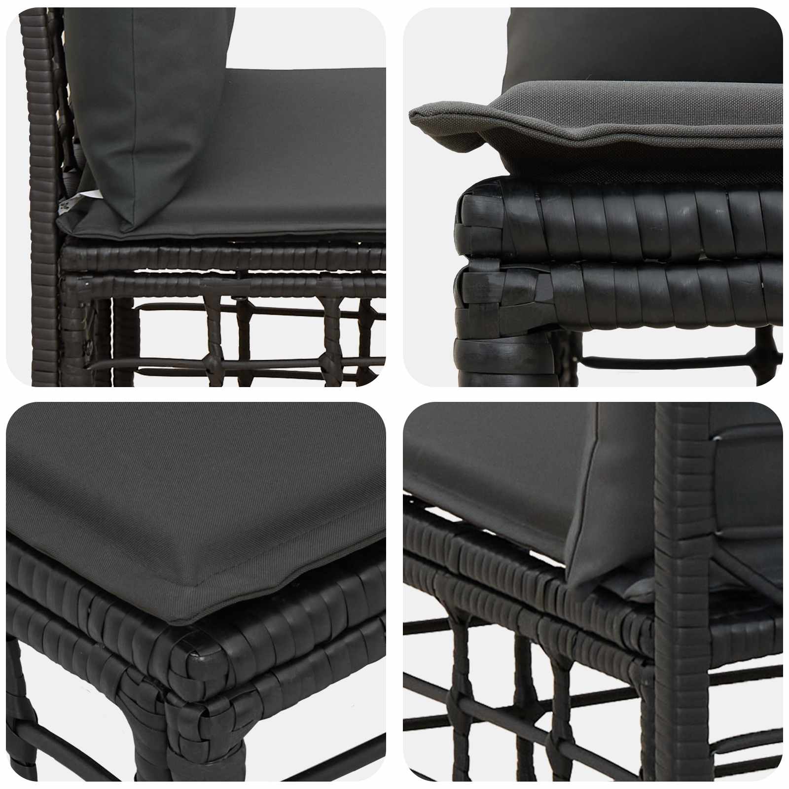 Modulares Outdoor-Sofa ohne Armlehnen Schwarz Poly-Rattan