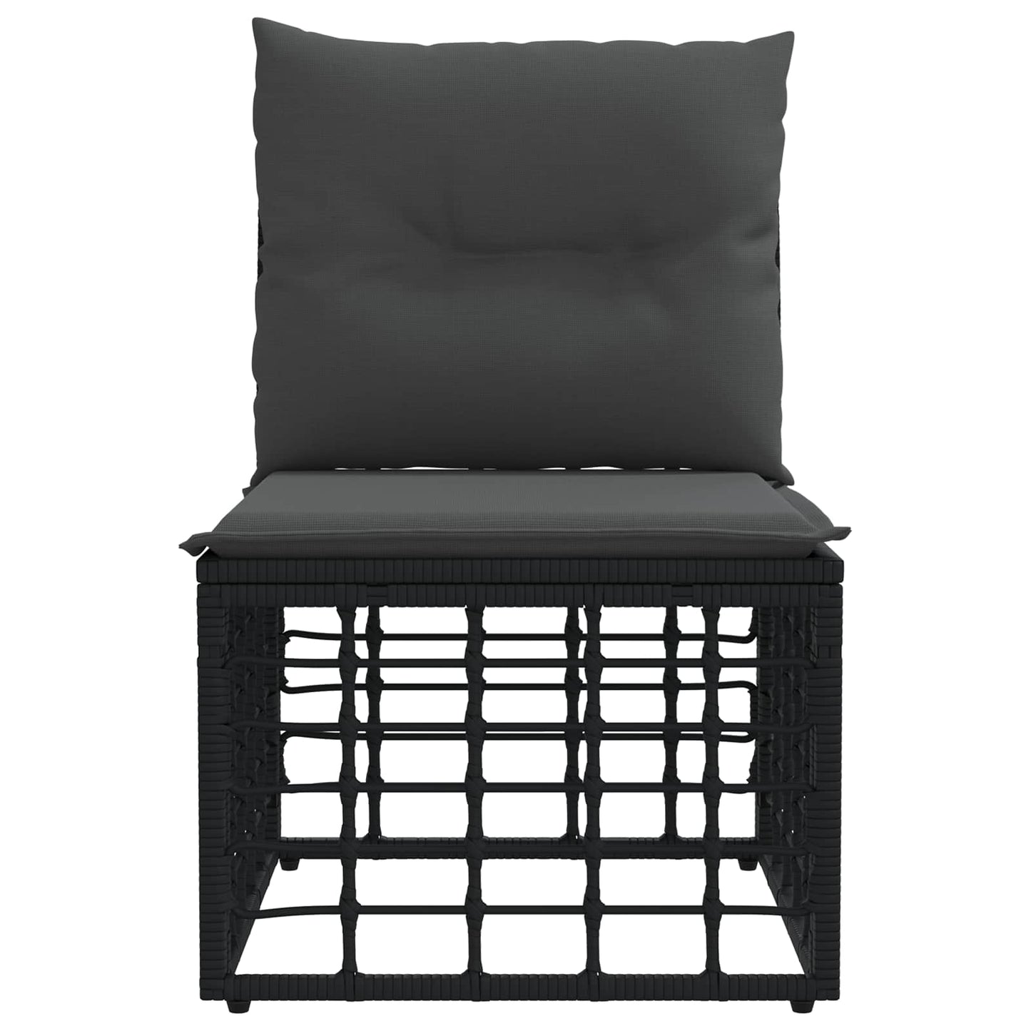 Modulares Outdoor-Sofa ohne Armlehnen Schwarz Poly-Rattan