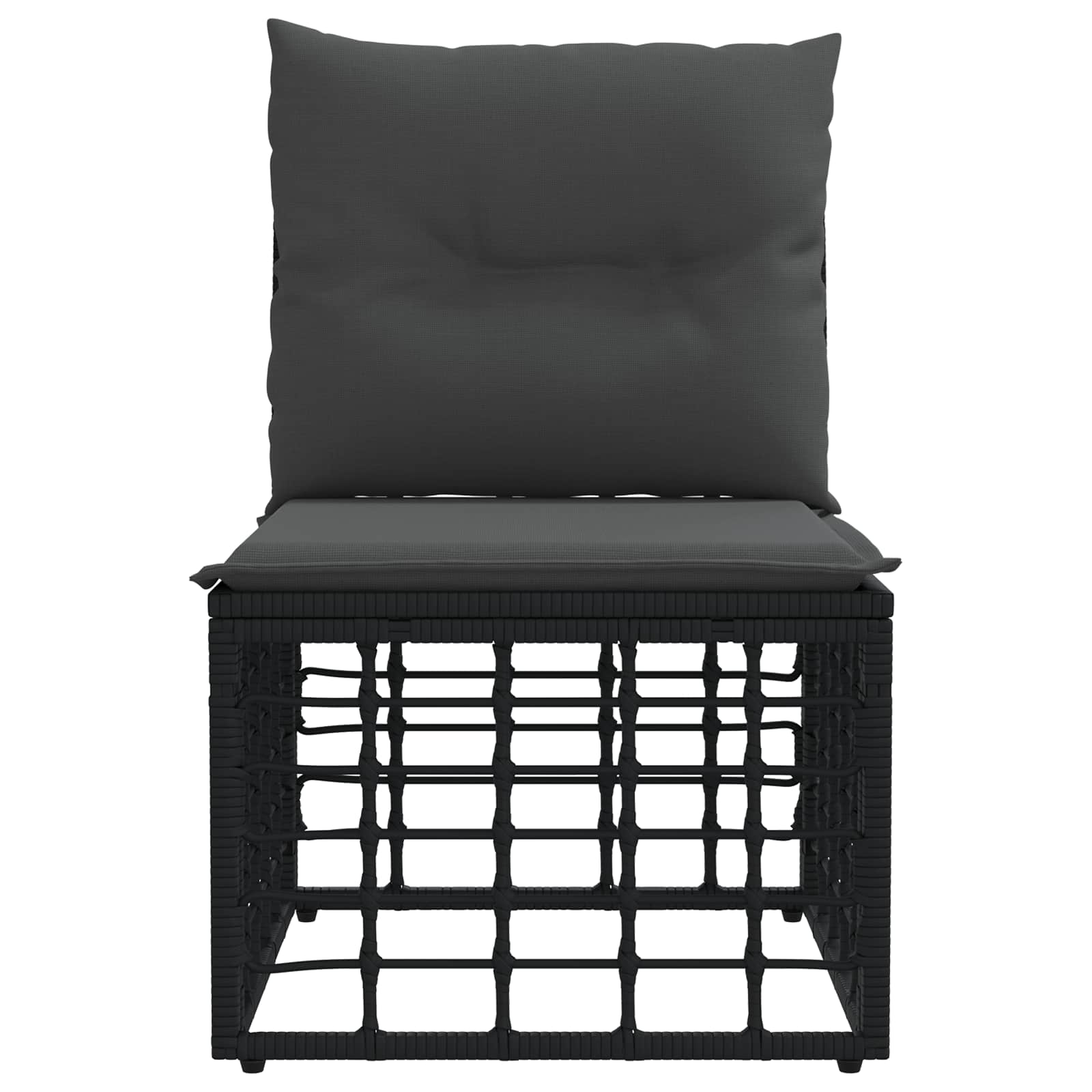 Modulares Outdoor-Sofa ohne Armlehnen Schwarz Poly-Rattan