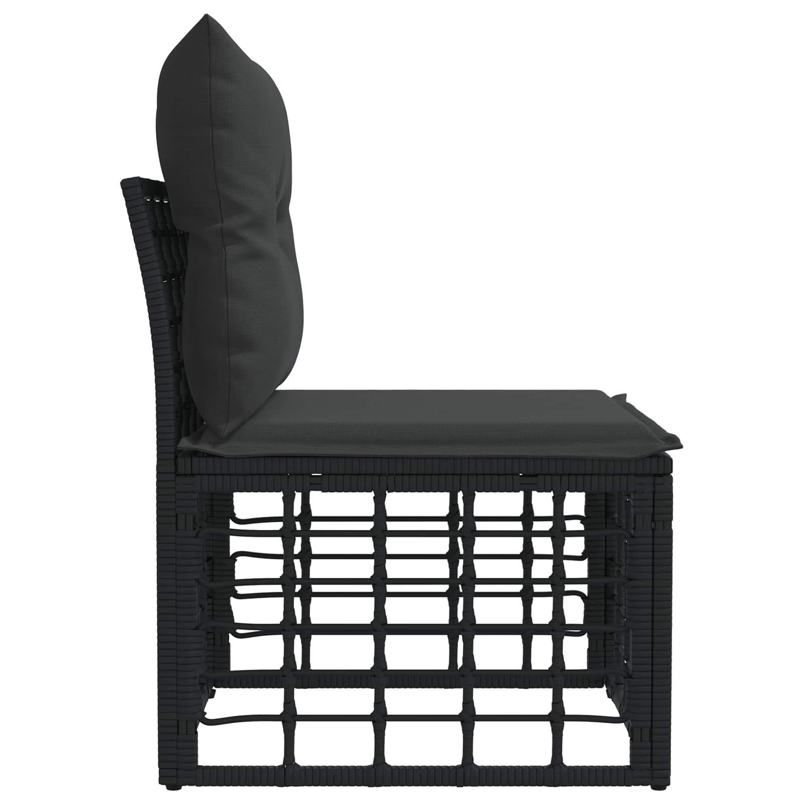 Modulares Outdoor-Sofa ohne Armlehnen Schwarz Poly-Rattan