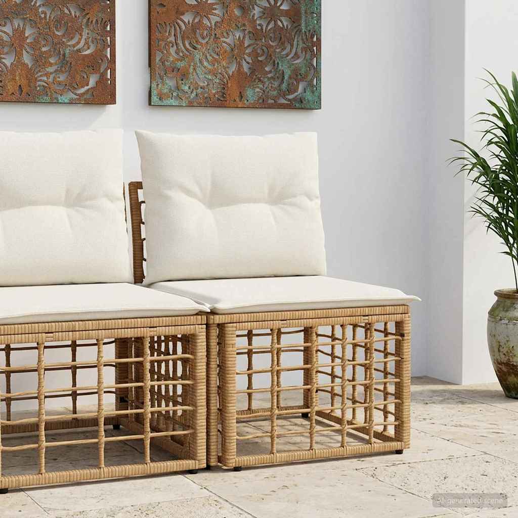 Modulares Outdoor-Sofa ohne Armlehnen Natur Poly-Rattan