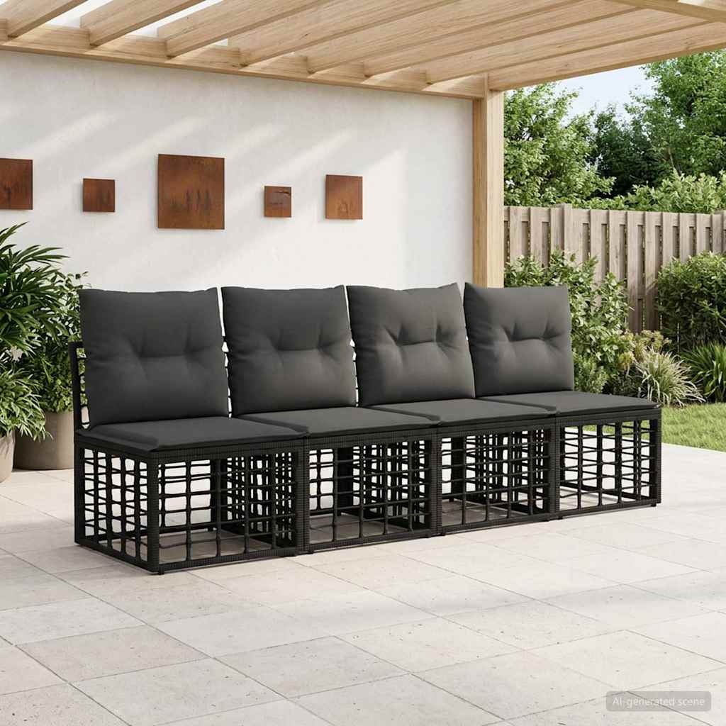 4-Sitzer Garten-Sofa ohne Armlehnen 4 stk. 4-Sitzanzahl Schwarz