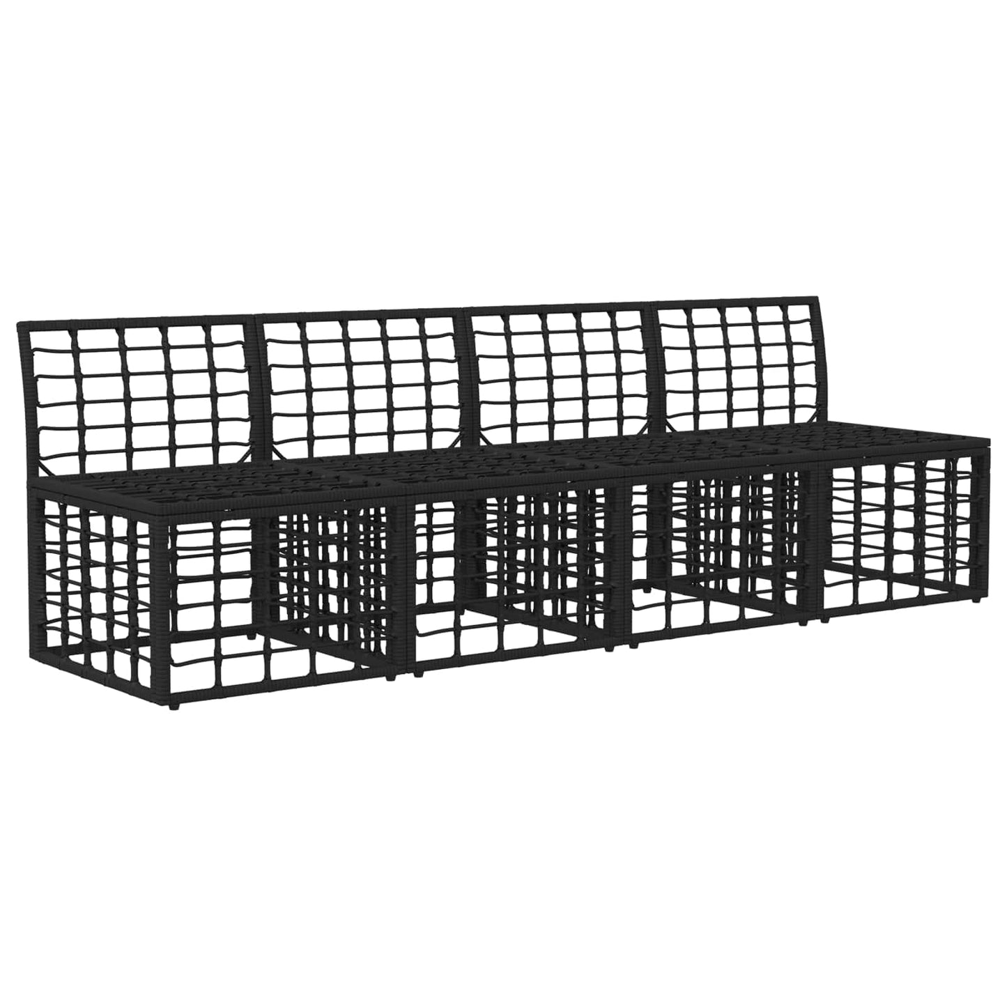 4-Sitzer Garten-Sofa ohne Armlehnen 4 stk. 4-Sitzanzahl Schwarz