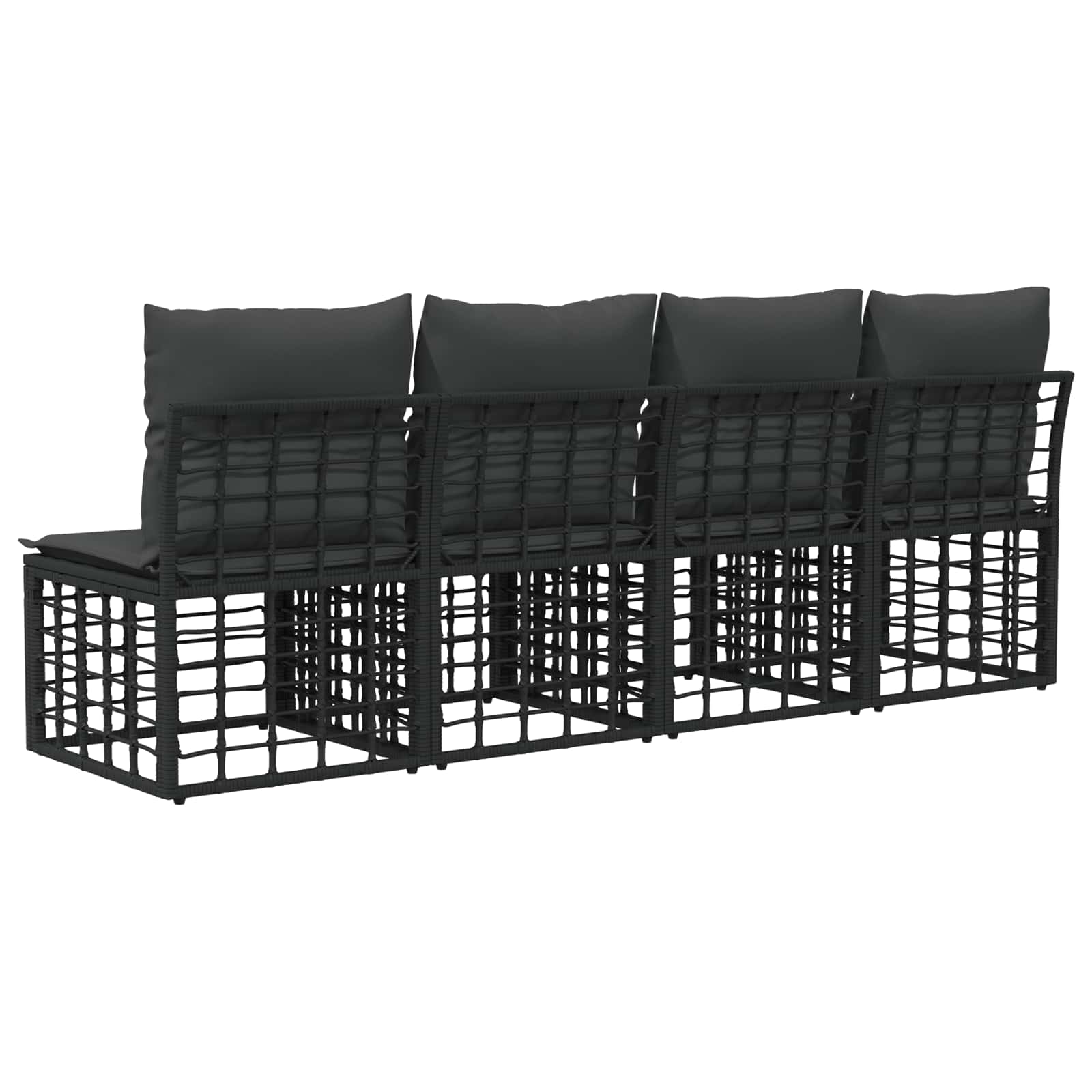 4-Sitzer Garten-Sofa ohne Armlehnen 4 stk. 4-Sitzanzahl Schwarz