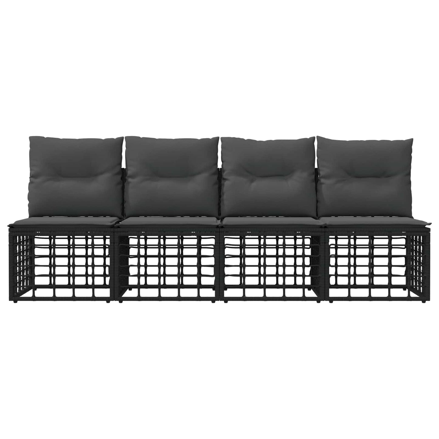 4-Sitzer Garten-Sofa ohne Armlehnen 4 stk. 4-Sitzanzahl Schwarz