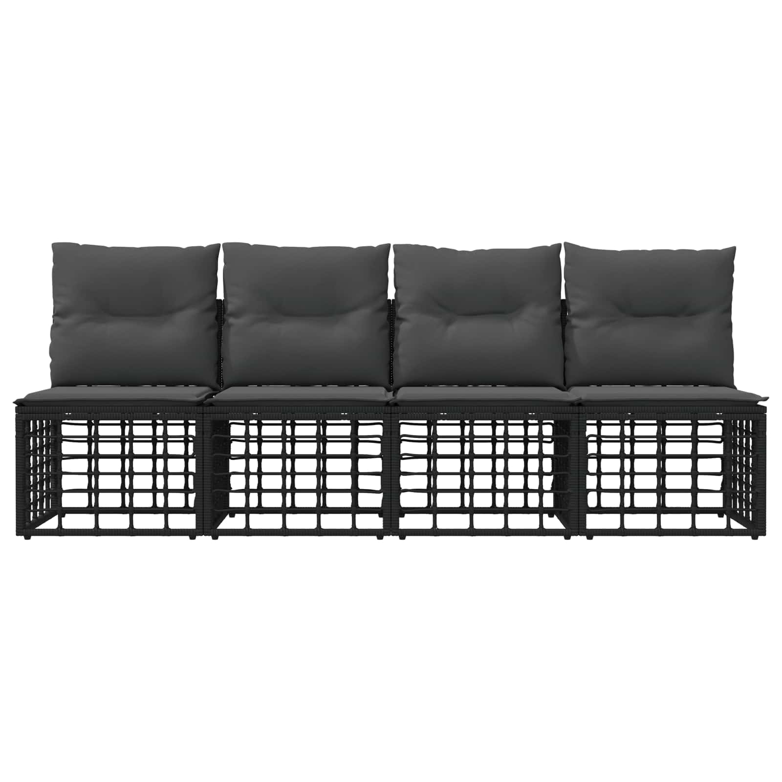 4-Sitzer Garten-Sofa ohne Armlehnen 4 stk. 4-Sitzanzahl Schwarz