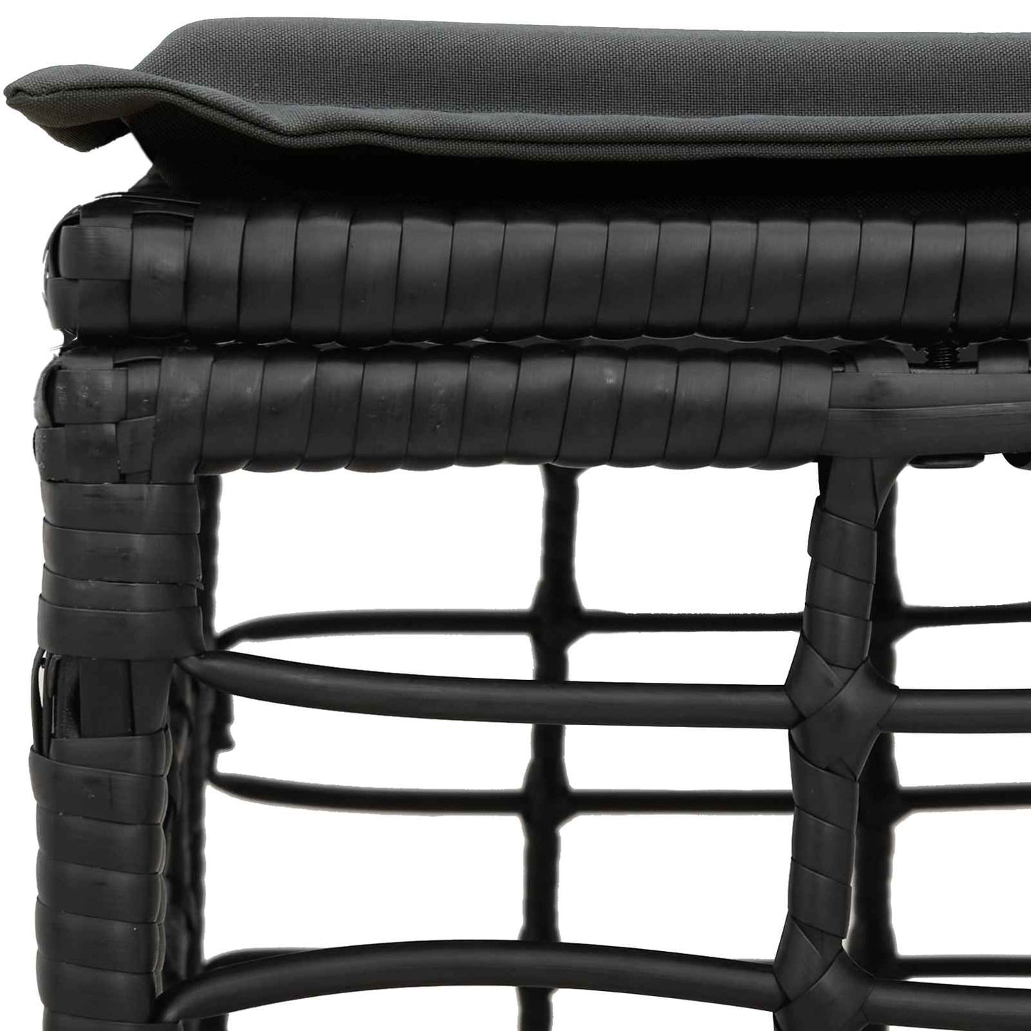 Garten-Fußhocker Schwarz Poly-Rattan