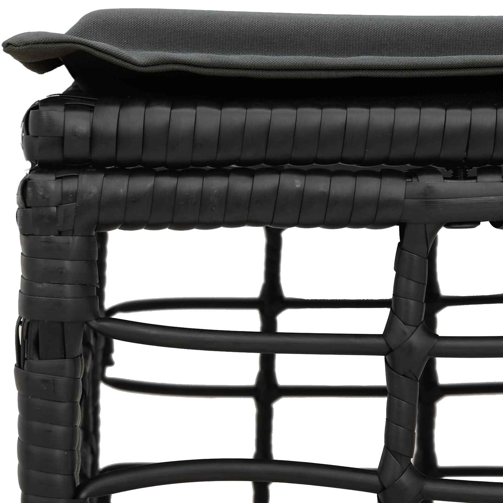 Garten-Fußhocker Schwarz Poly-Rattan