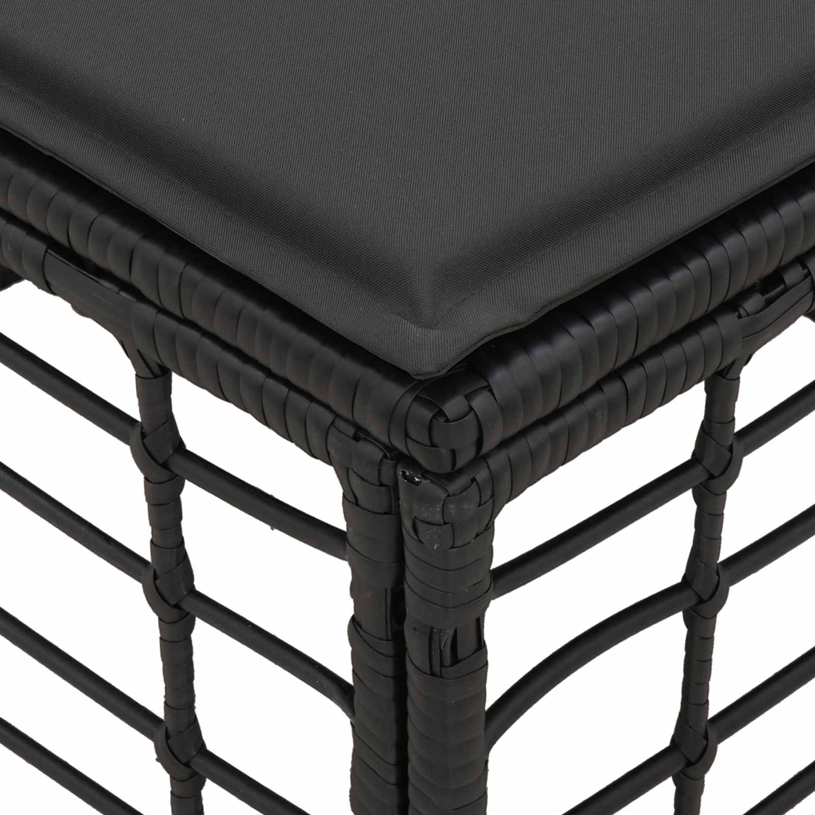 Garten-Fußhocker Schwarz Poly-Rattan