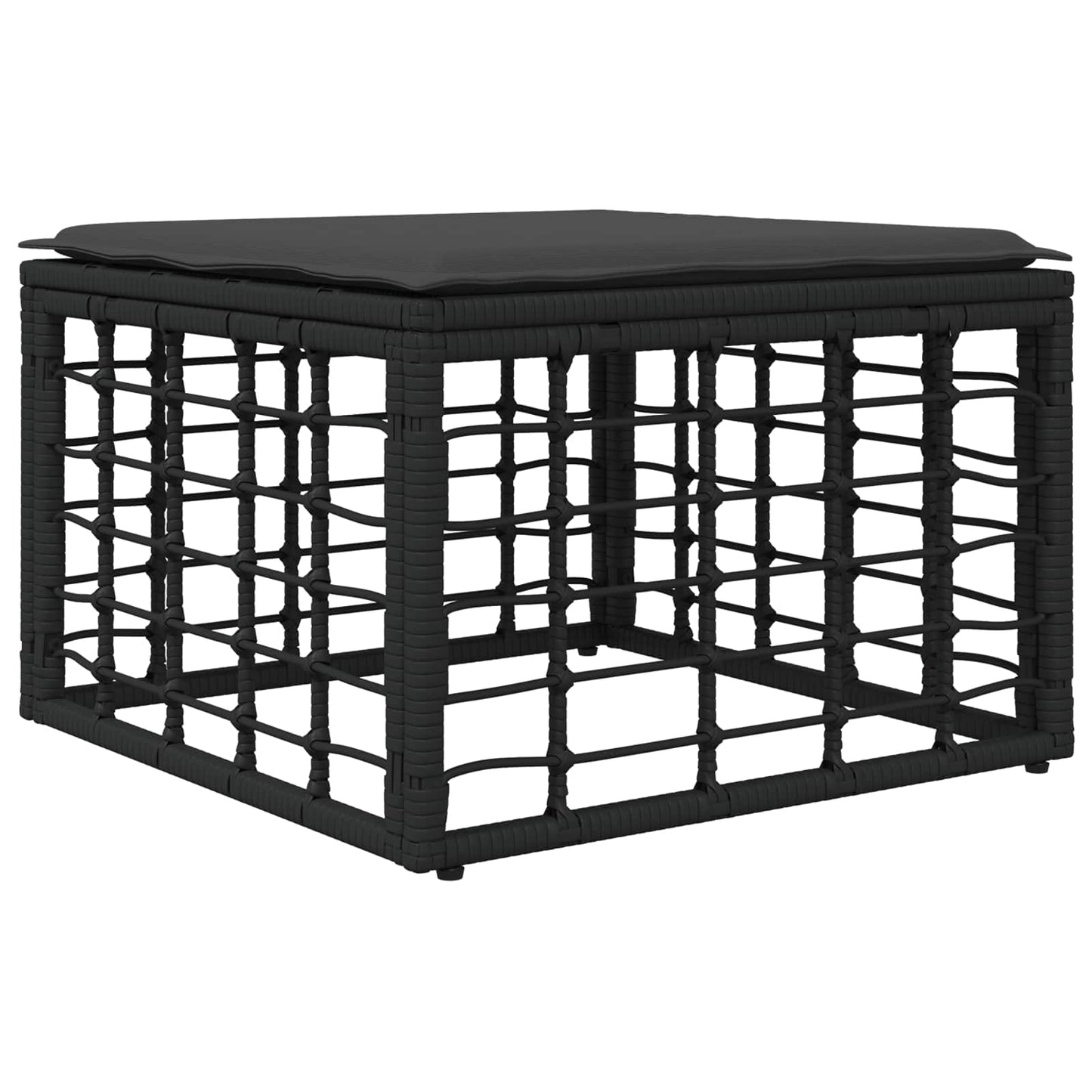 Garten-Fußhocker Schwarz Poly-Rattan