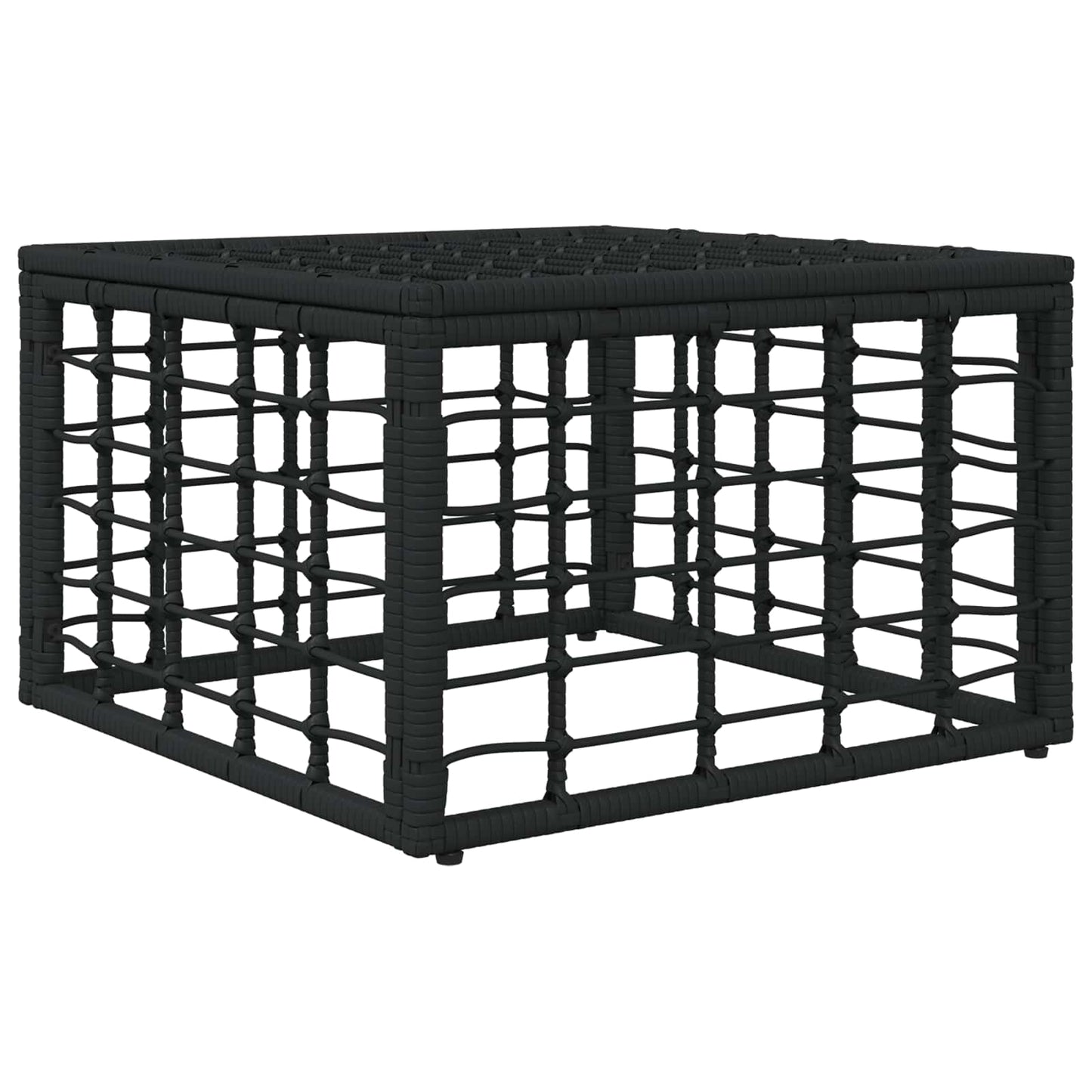 Garten-Fußhocker Schwarz Poly-Rattan