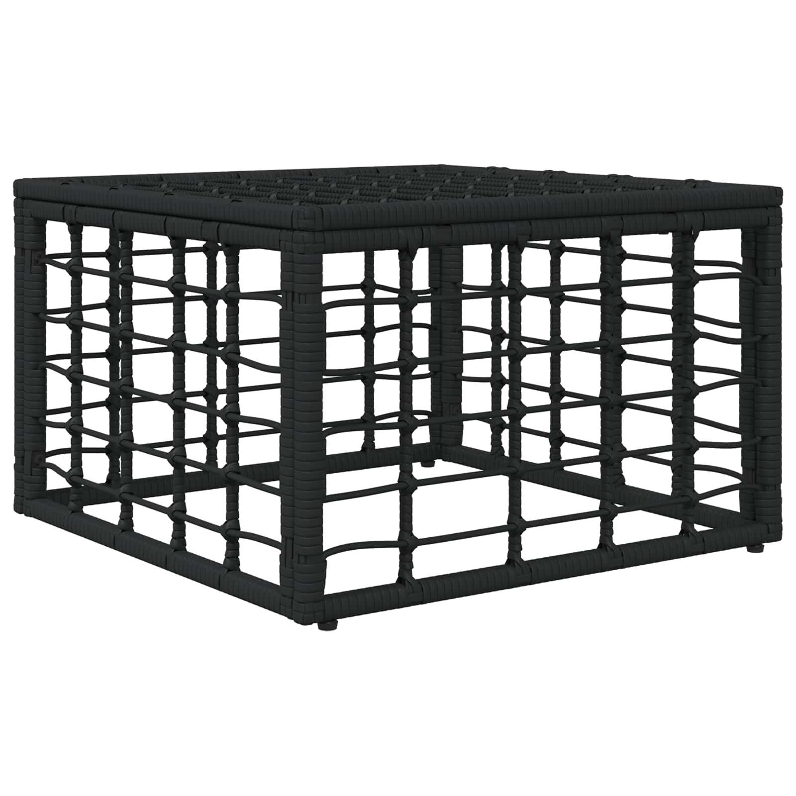 Garten-Fußhocker Schwarz Poly-Rattan