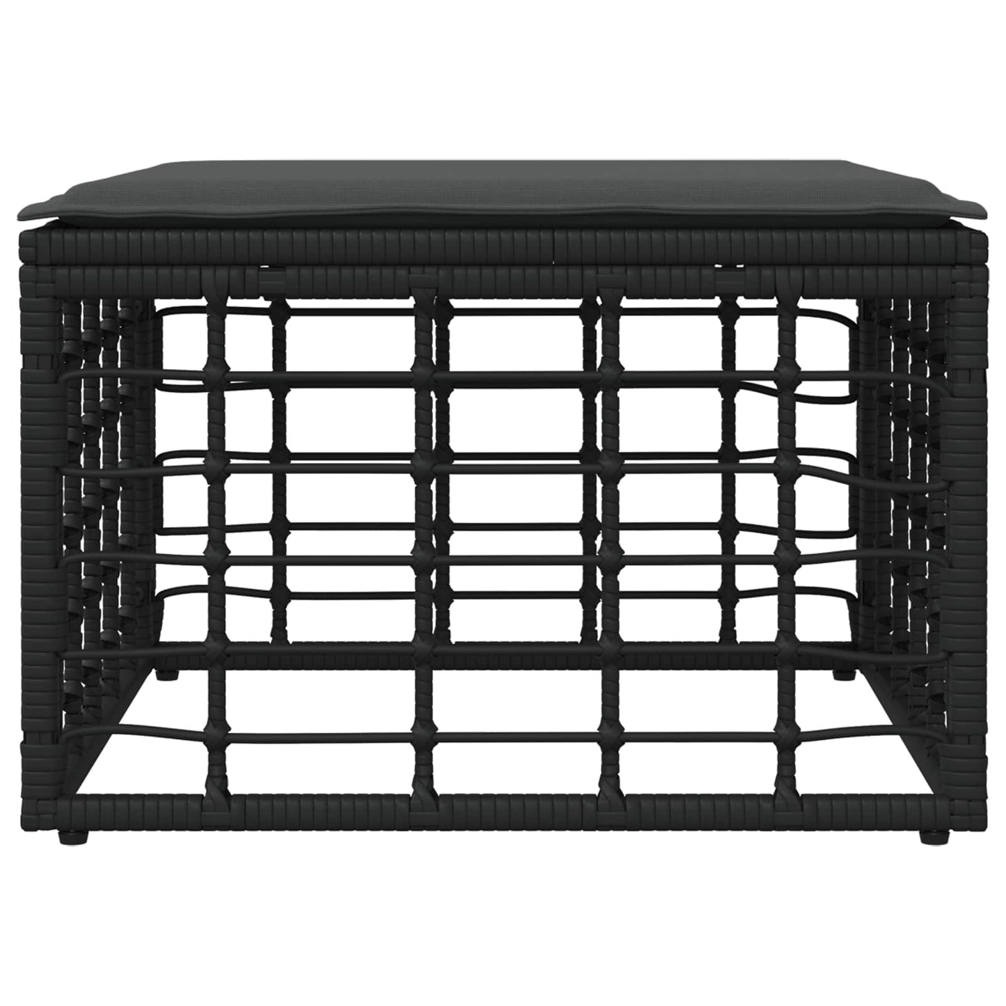 Garten-Fußhocker Schwarz Poly-Rattan