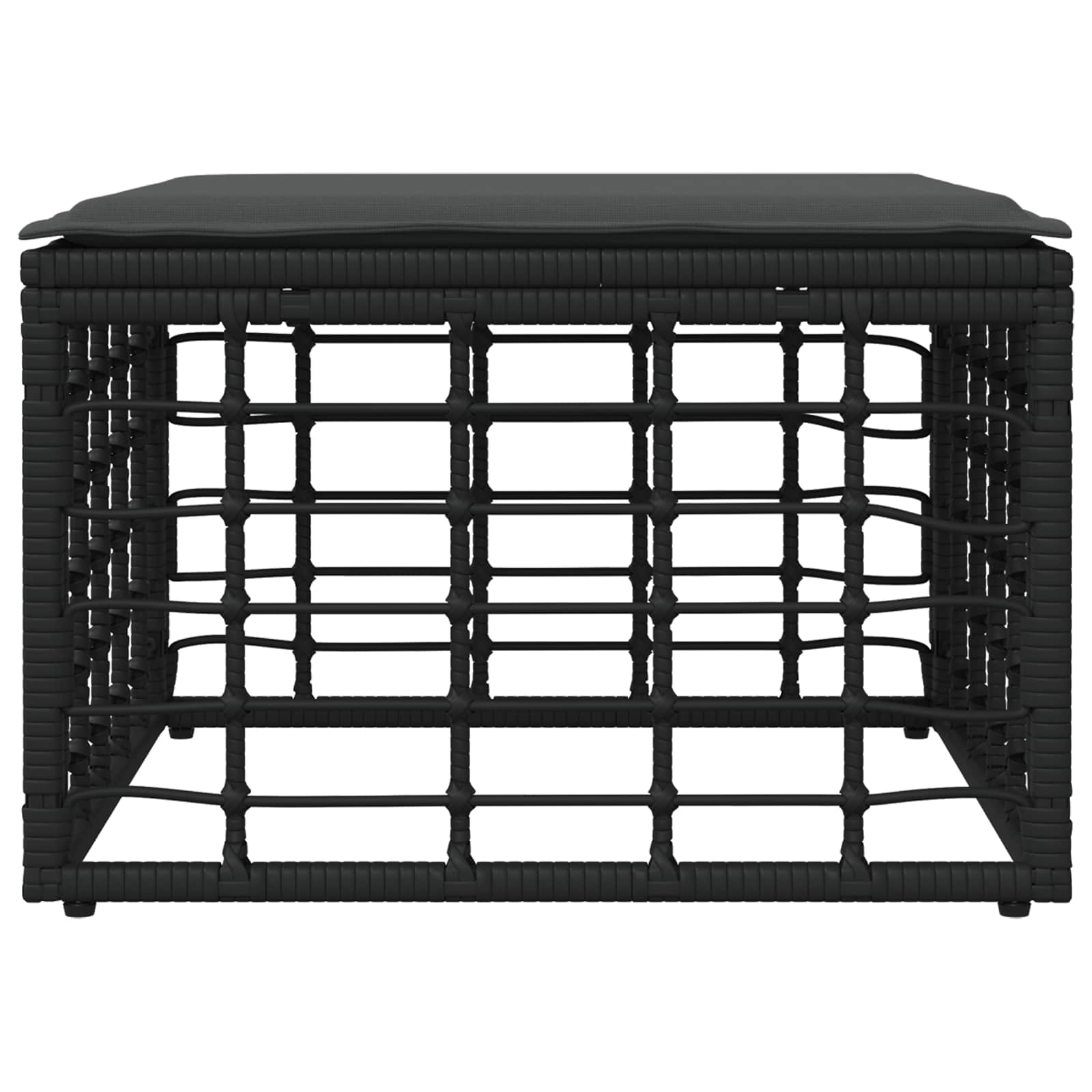 Garten-Fußhocker Schwarz Poly-Rattan