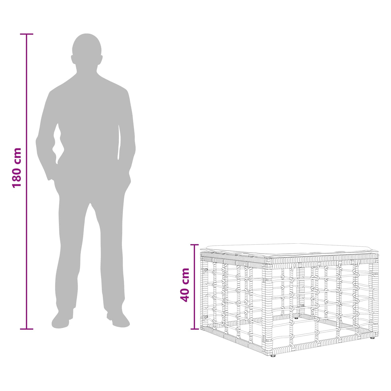 Garten-Fußhocker Schwarz Poly-Rattan