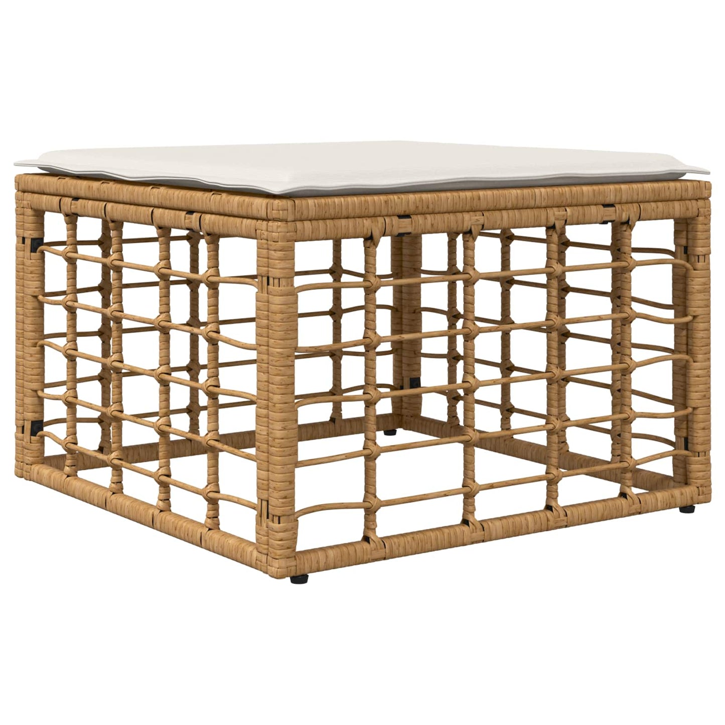 Garten-Fußhocker Natur Poly-Rattan