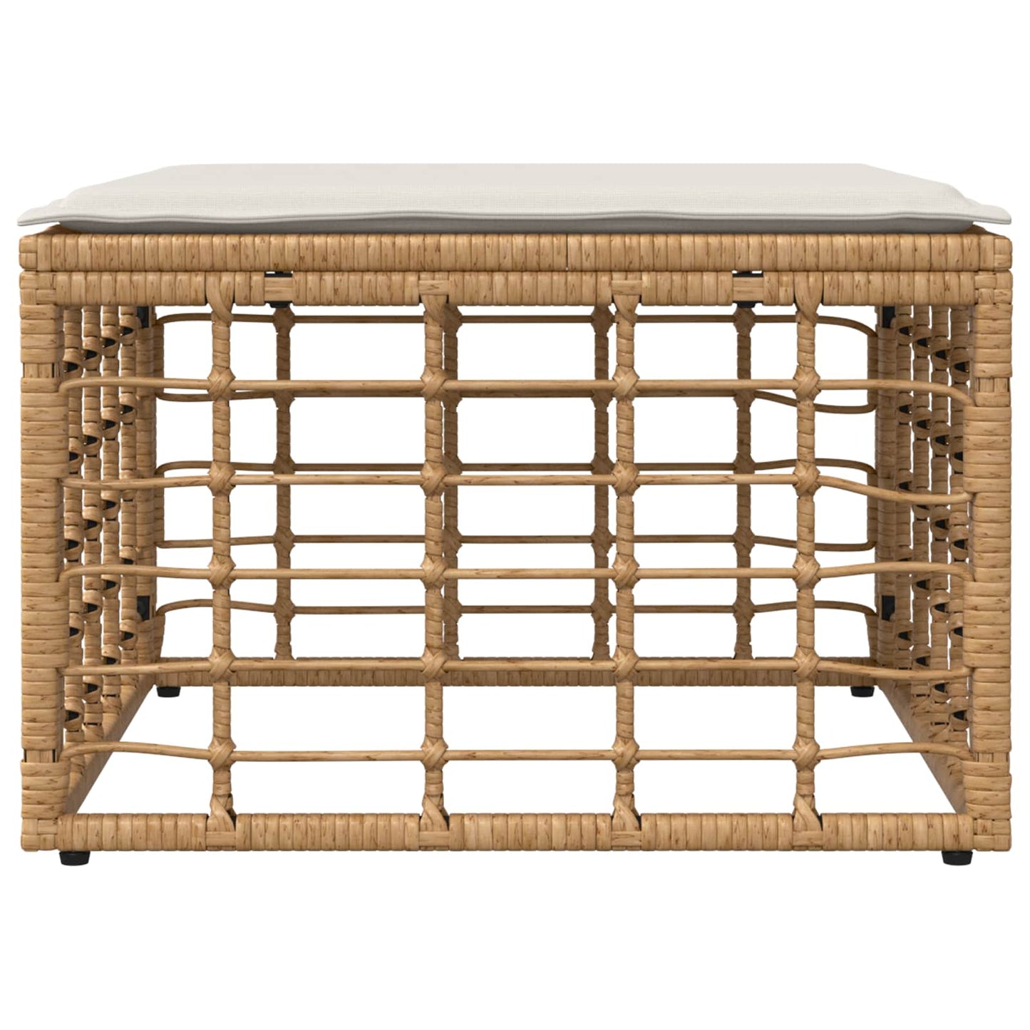 Garten-Fußhocker Natur Poly-Rattan