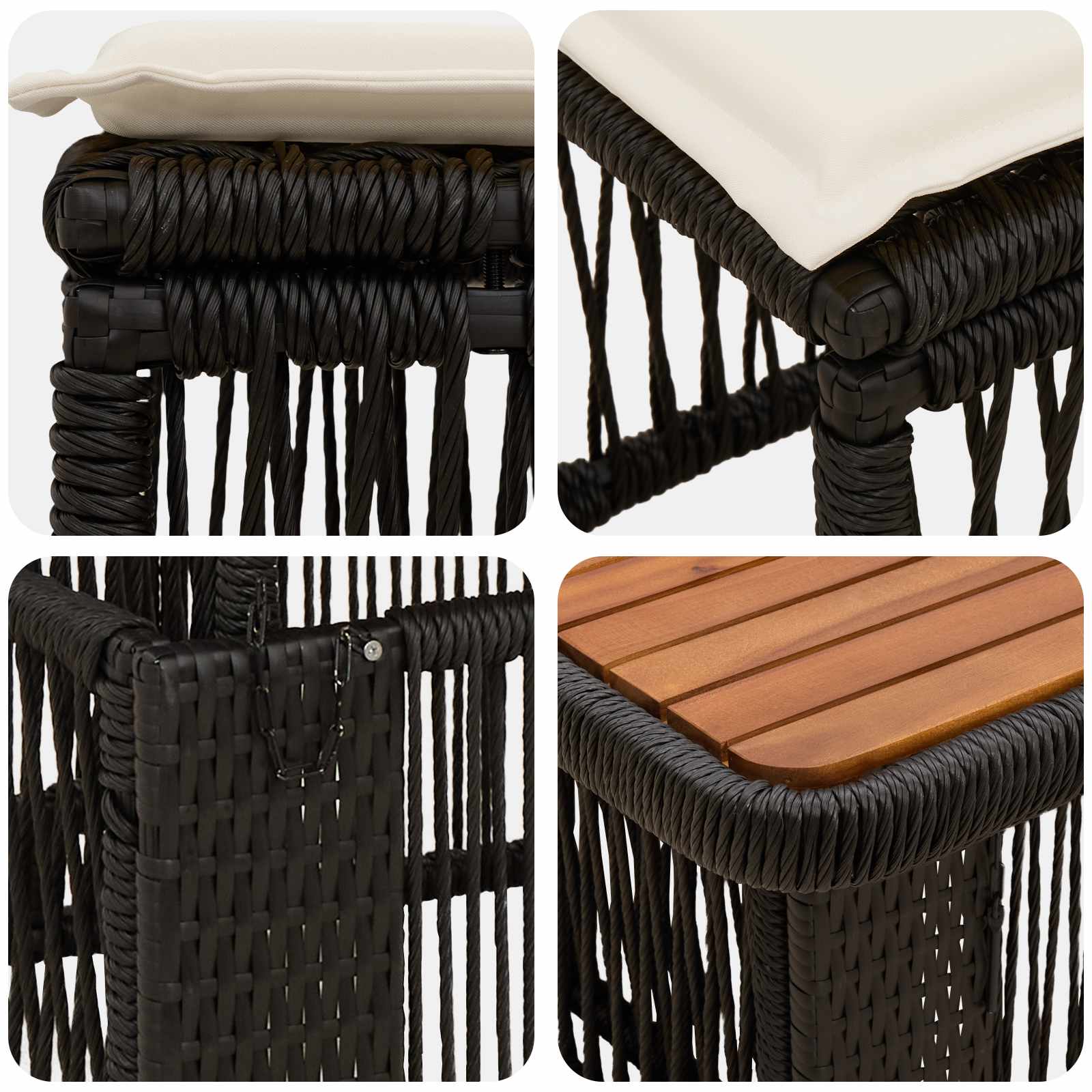 Garten Essgruppe 3 Stk. Beige und Creme Poly-Rattan