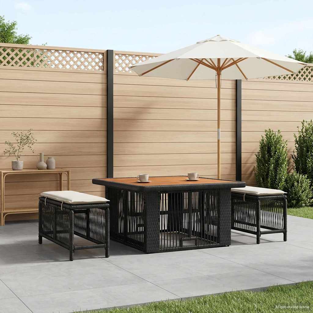 Garten Essgruppe 3 Stk. Beige und Creme Poly-Rattan
