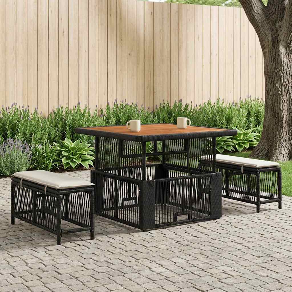 Garten Essgruppe 3 Stk. Beige und Creme Poly-Rattan