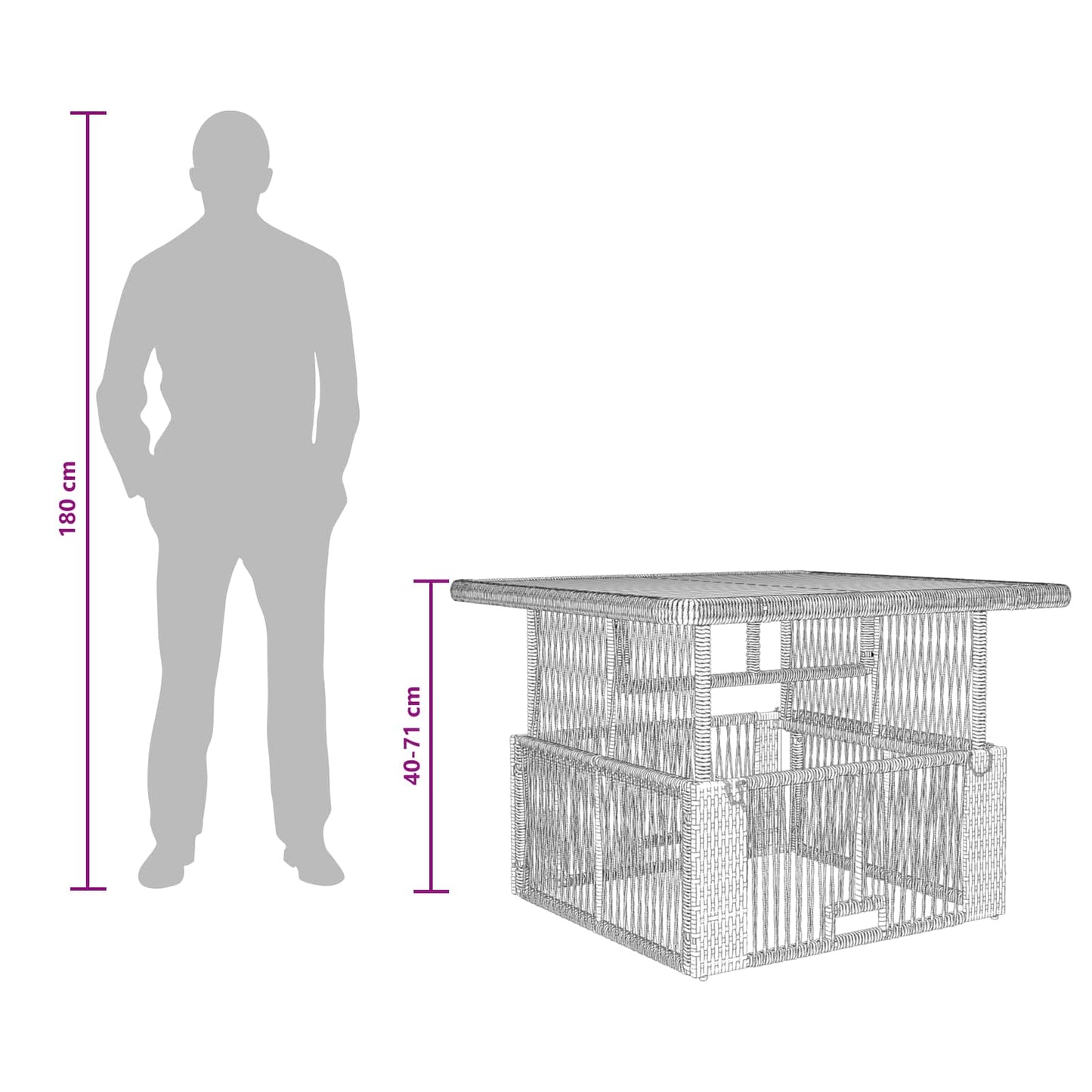 Garten Essgruppe 3 Stk. Grau und Dunkelgrau Poly-Rattan