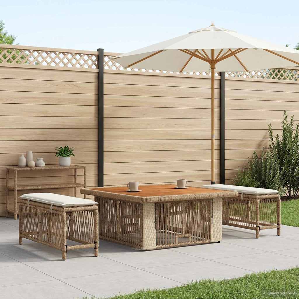 Garten Essgruppe 3 stk. Beige und Creme Poly-Rattan