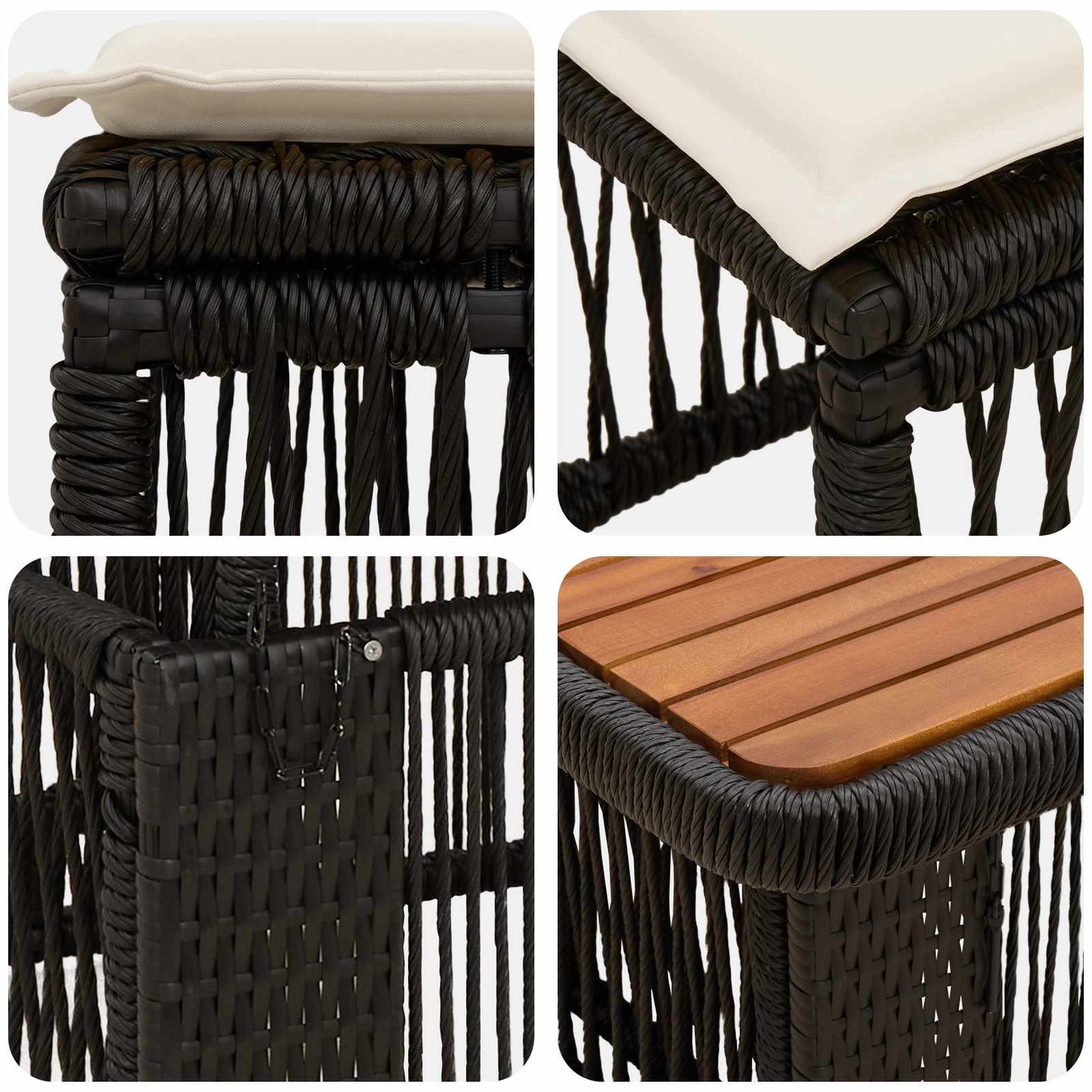 Garten Essgruppe 3 Stk. Beige und Creme Poly-Rattan