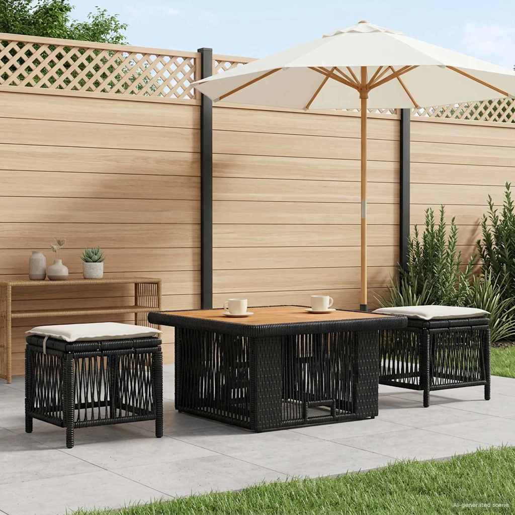 Garten Essgruppe 3 stk. Beige und Creme Poly-Rattan