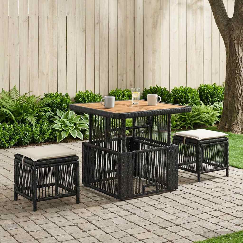 Garten Essgruppe 3 Stk. Beige und Creme Poly-Rattan